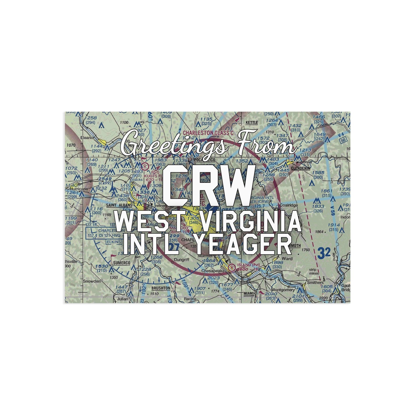 CRW Postcard | West Virginia International Yeager Airport Card