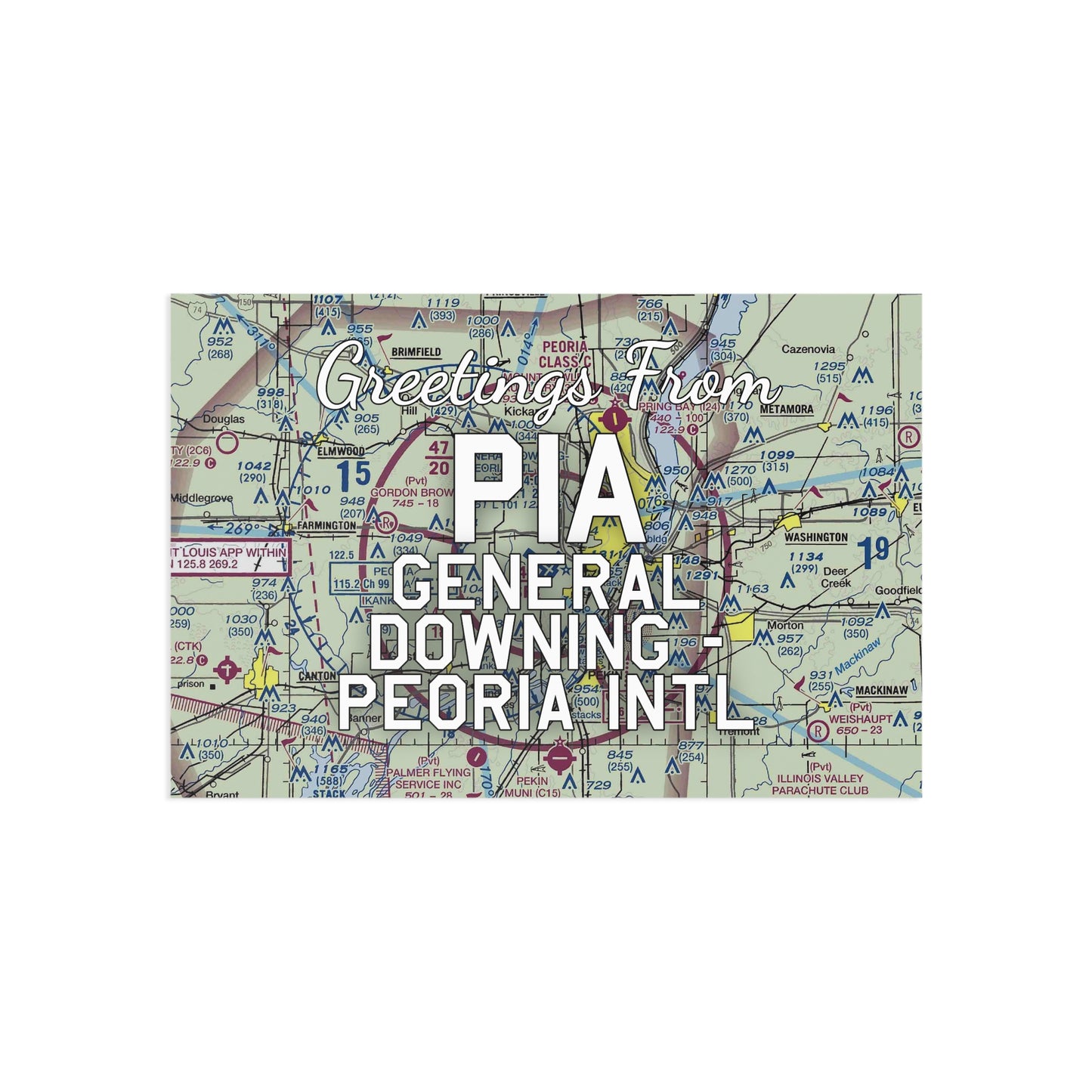 PIA Postcard | General Downing - Peoria International Airport Card