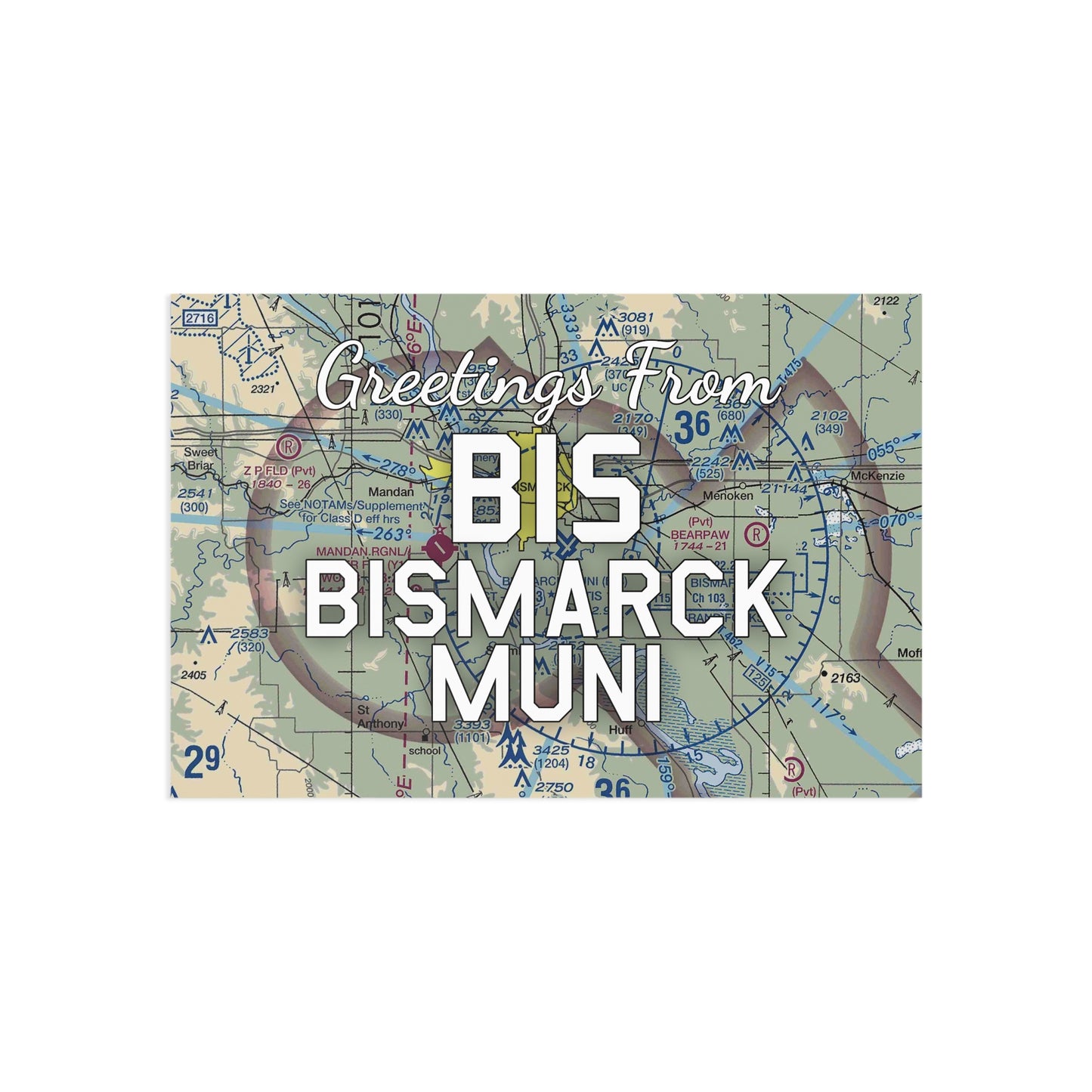 BIS Postcard | Bismarck Municipal Airport Card