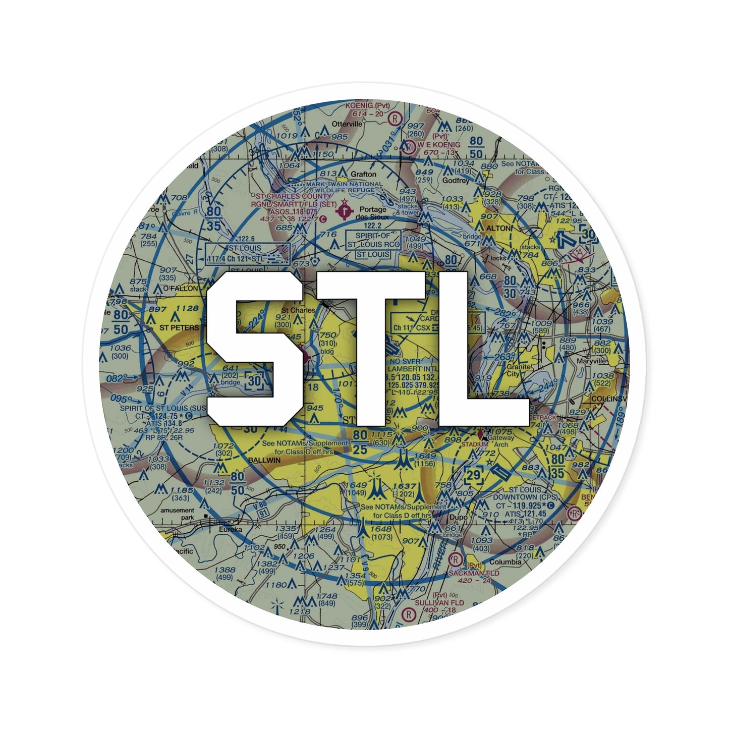 STL Round Sticker | St Louis Lambert International Airport Sticker