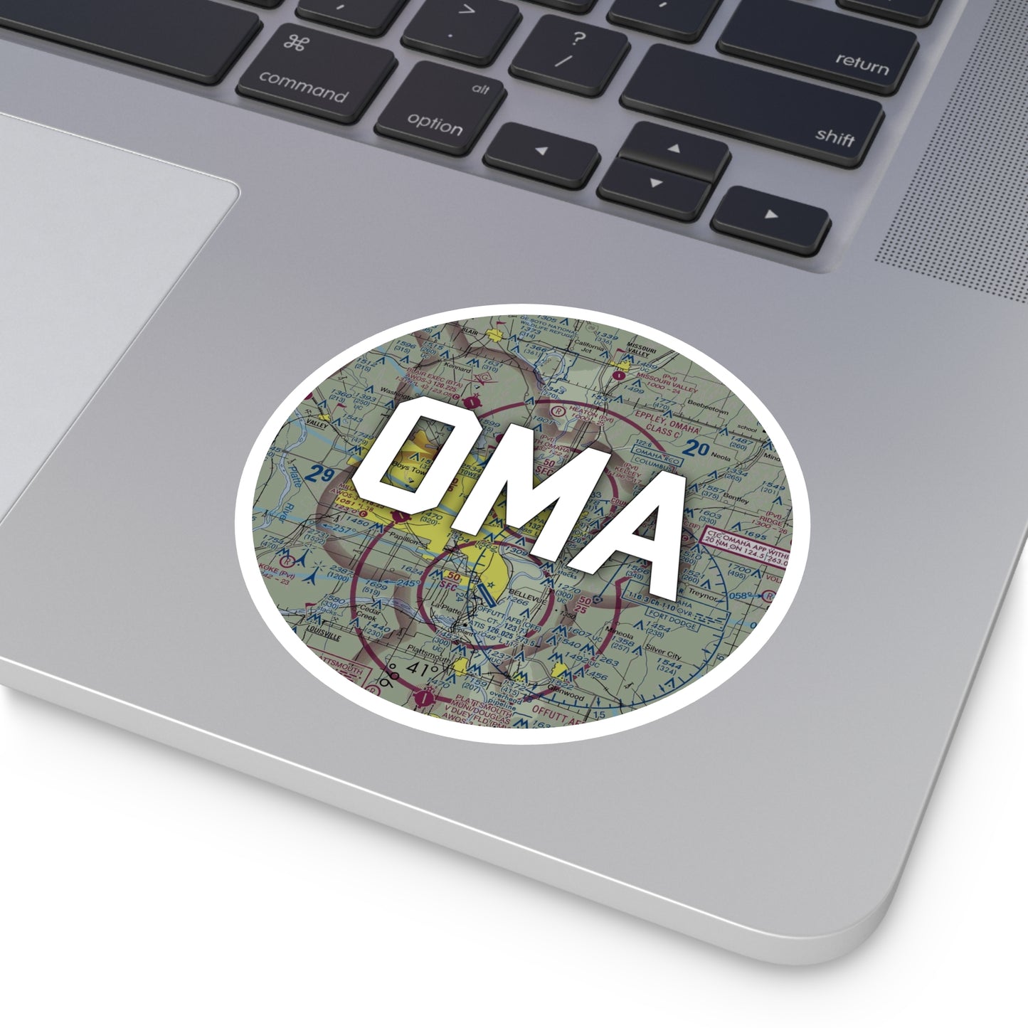 OMA Round Sticker | Eppley Airfield Airport Sticker