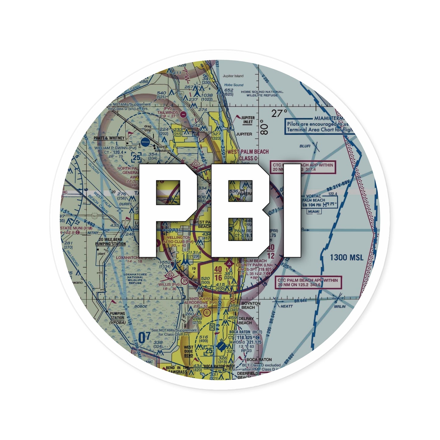 PBI Round Sticker | Palm Beach International Airport Sticker