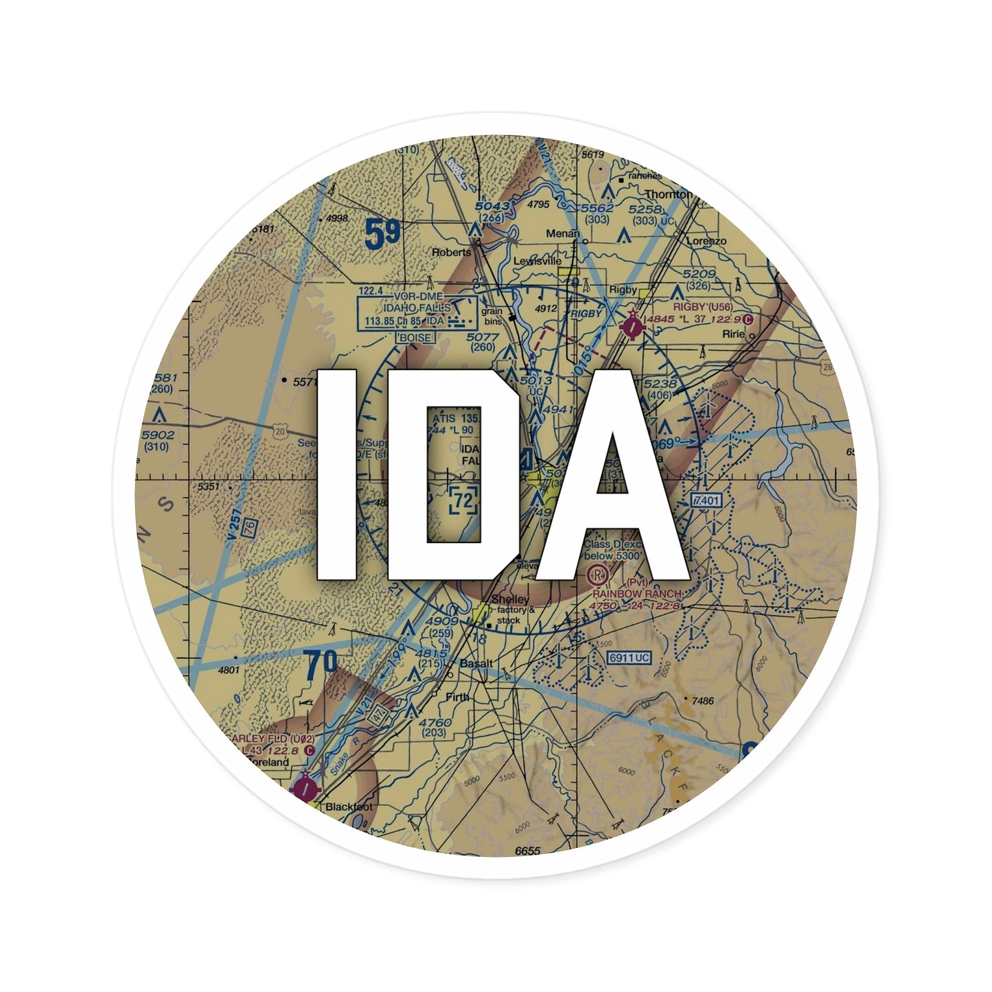 IDA Round Sticker | Idaho Falls Regional Airport Sticker