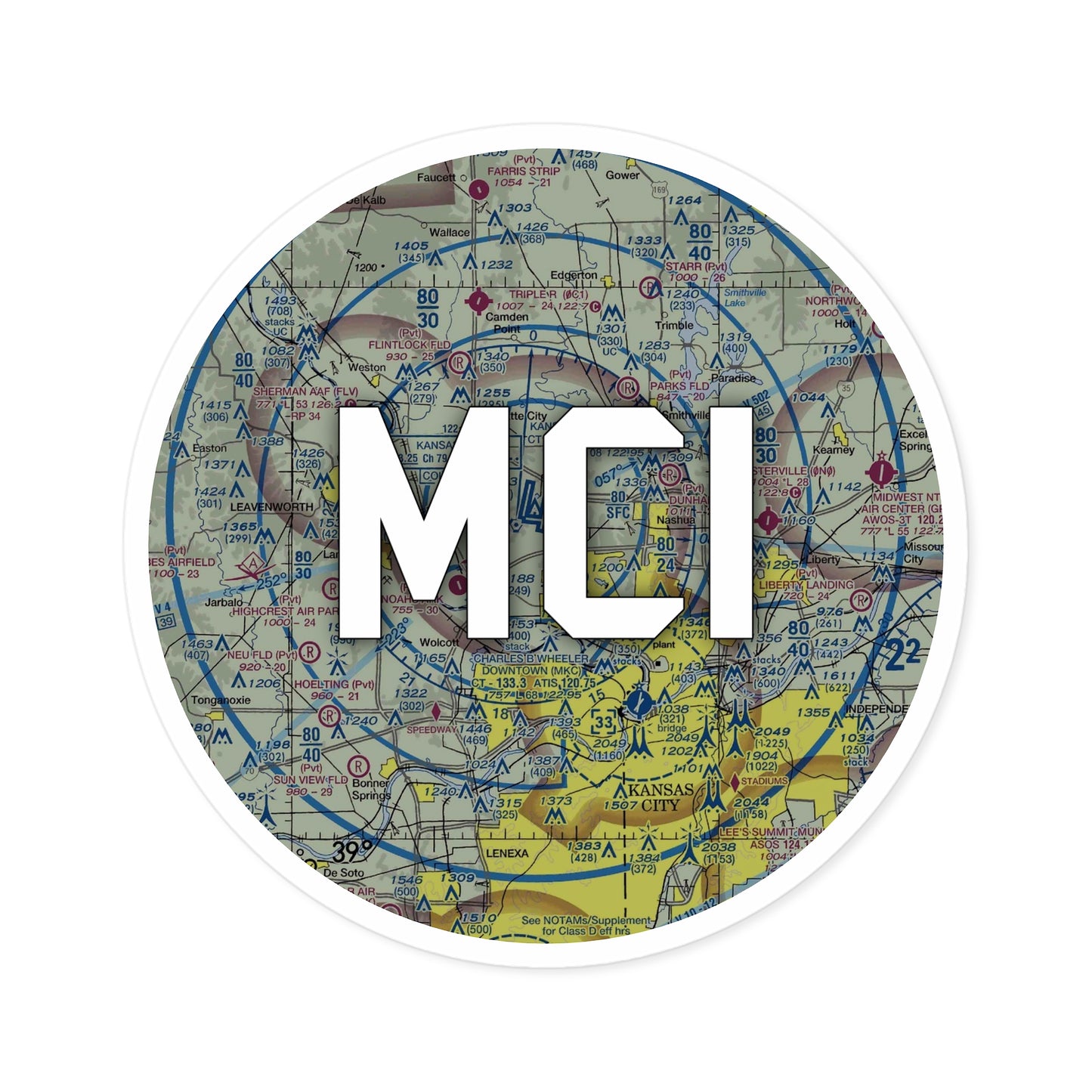 MCI Round Sticker | Kansas City International Airport Sticker