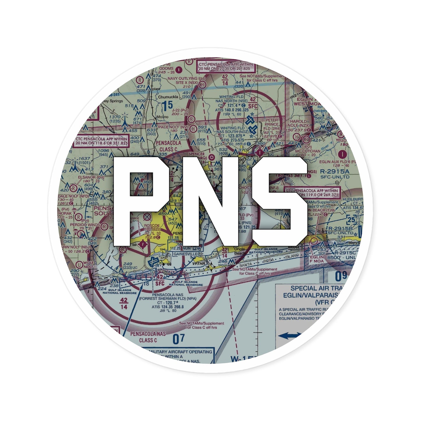 PNS Round Sticker | Pensacola International Airport Sticker