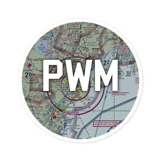 PWM Round Sticker | Portland International Jetport Airport Sticker