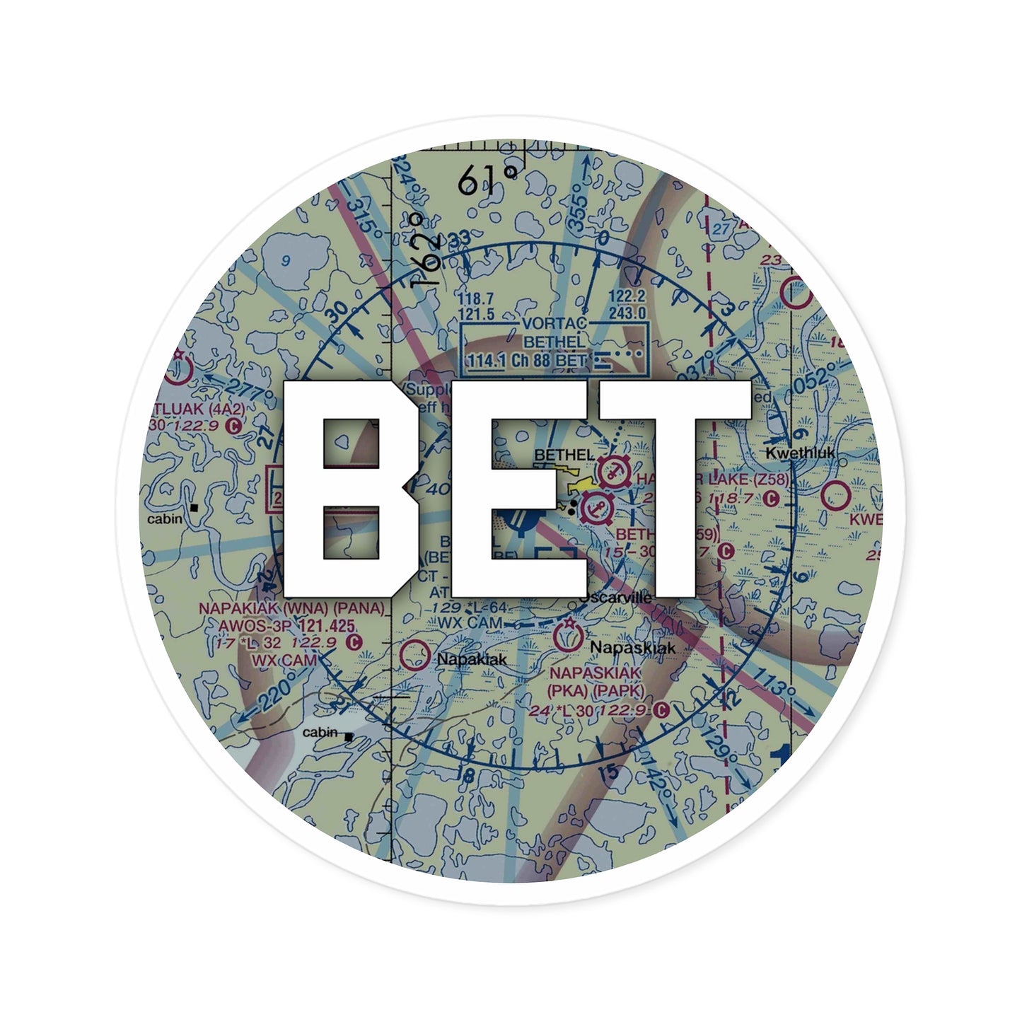 BET Round Sticker | Bethel Airport Sticker