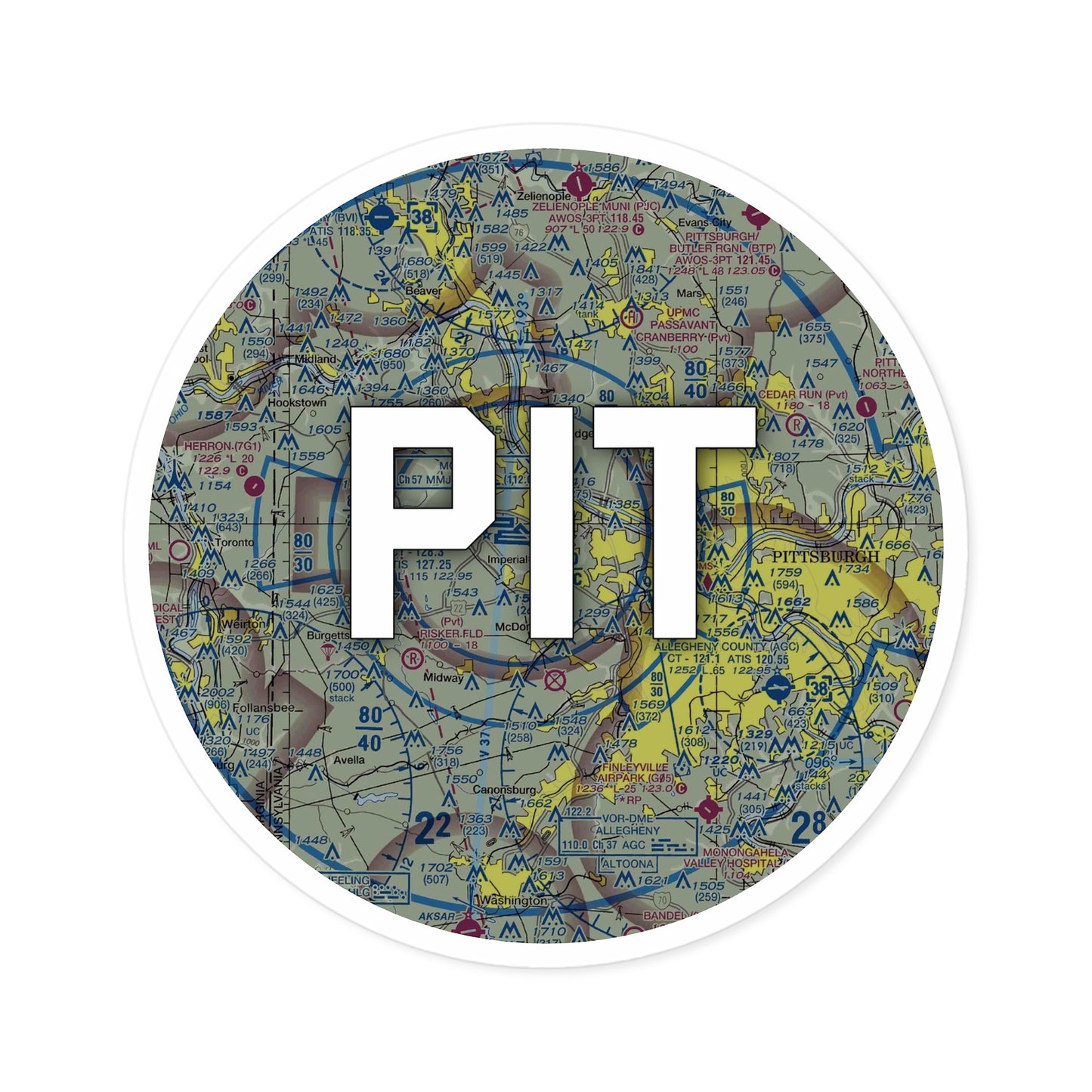 PIT Round Sticker | Pittsburgh International Airport Sticker