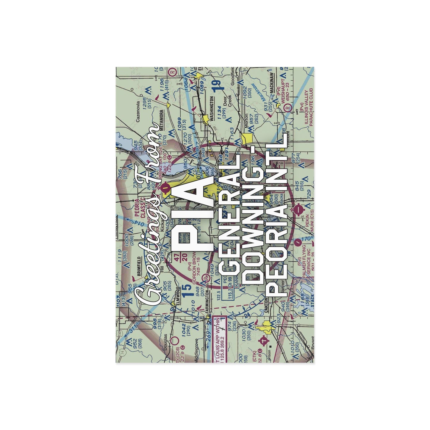 PIA Postcard | General Downing - Peoria International Airport Card