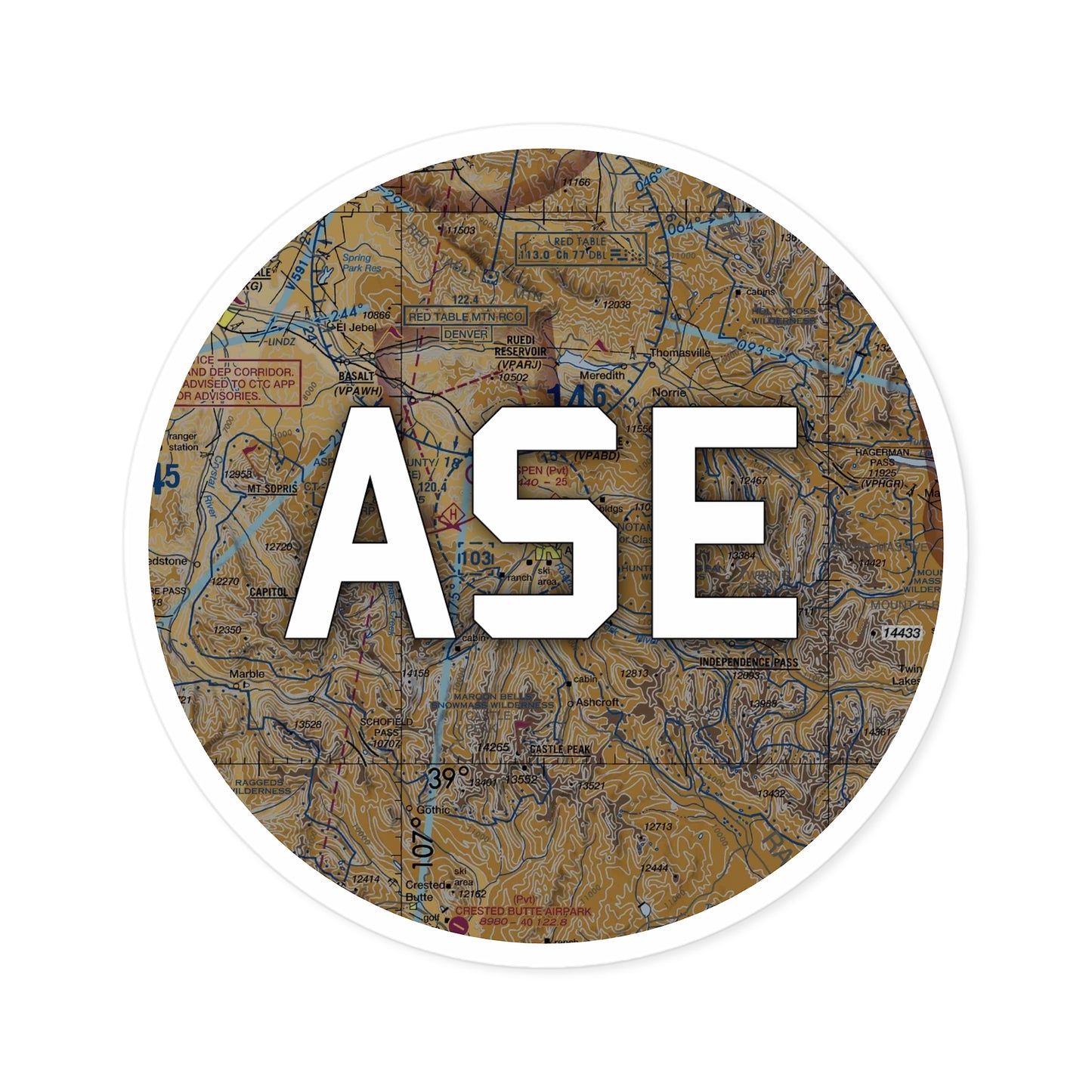 ASE Round Sticker | Aspen-Pitkin County/Sardy Field Airport Sticker