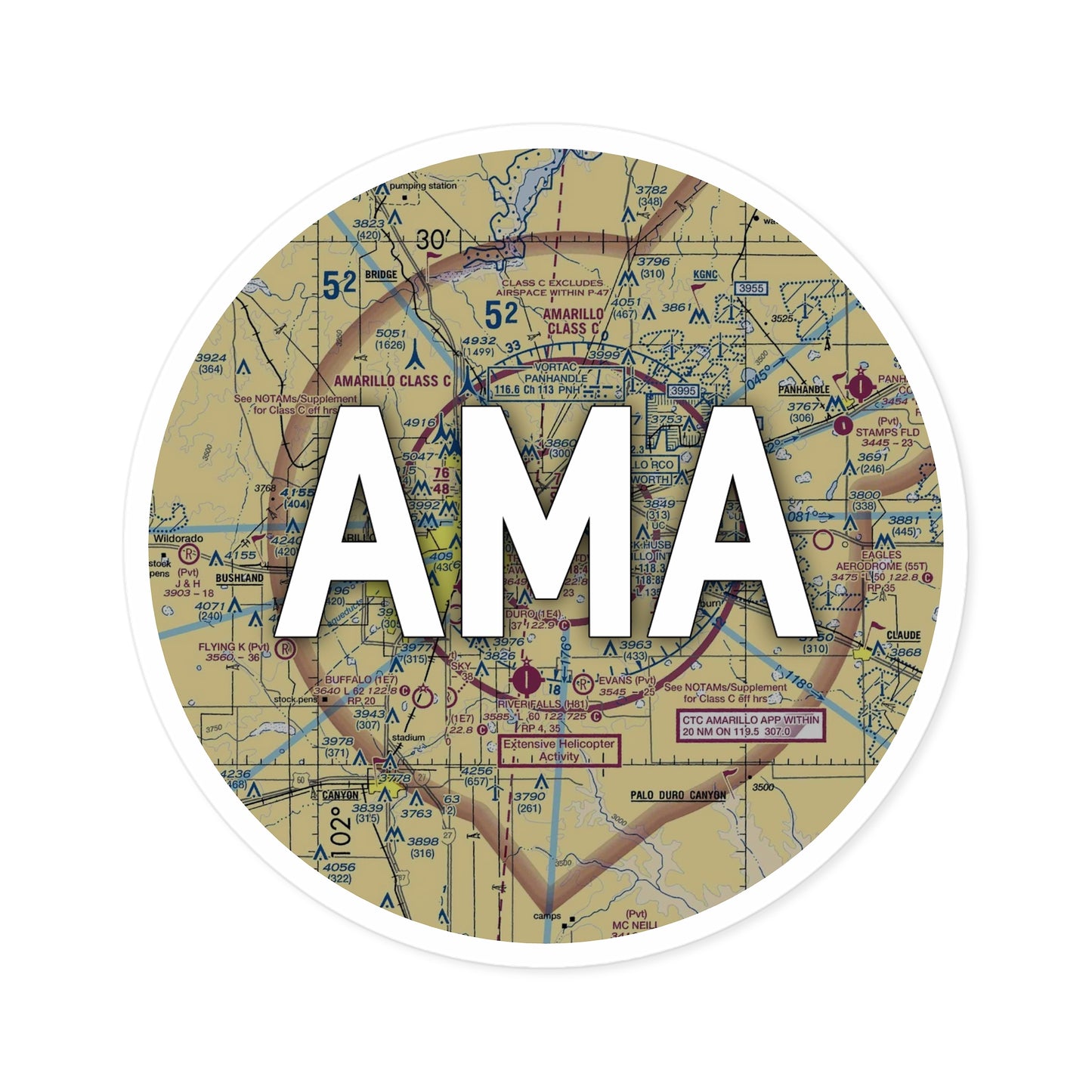 AMA Round Sticker | Rick Husband Amarillo International Airport Sticker