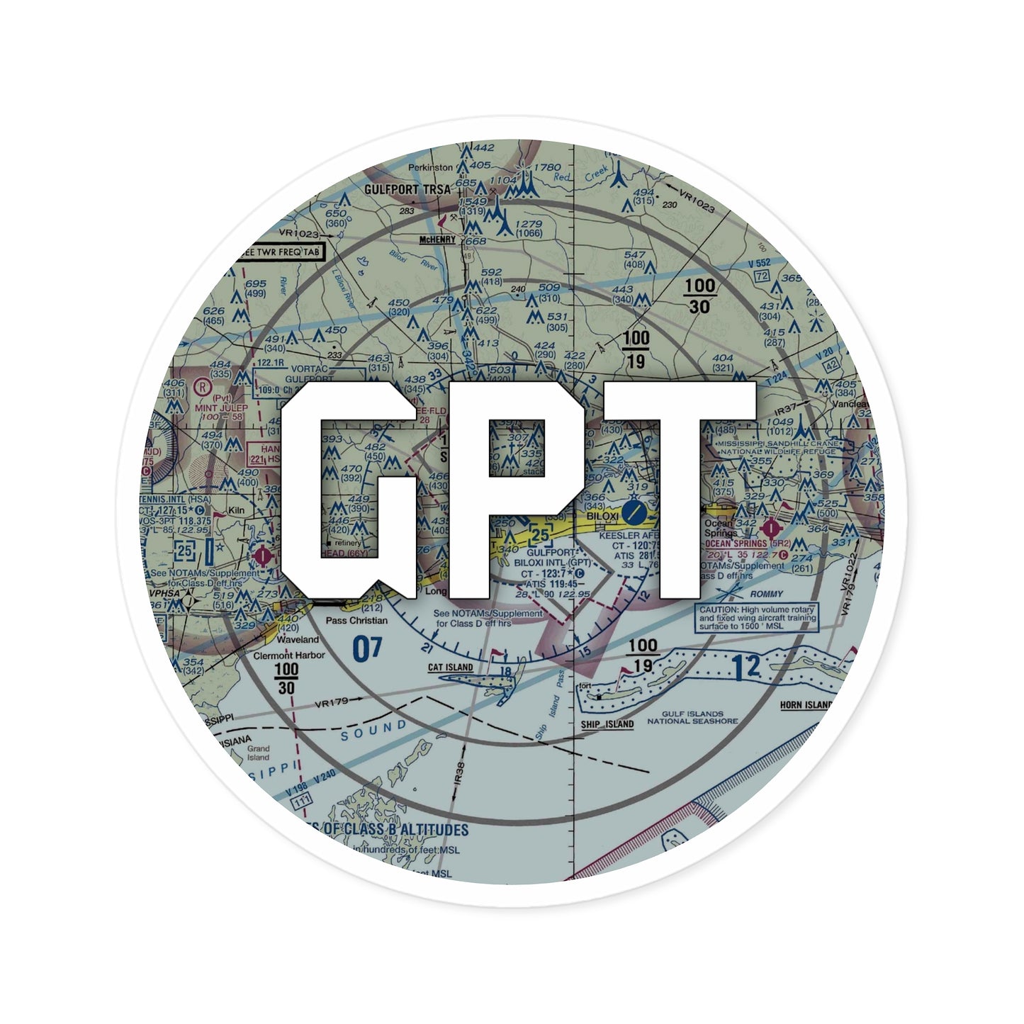 GPT Round Sticker | Gulfport-Biloxi International Airport Sticker