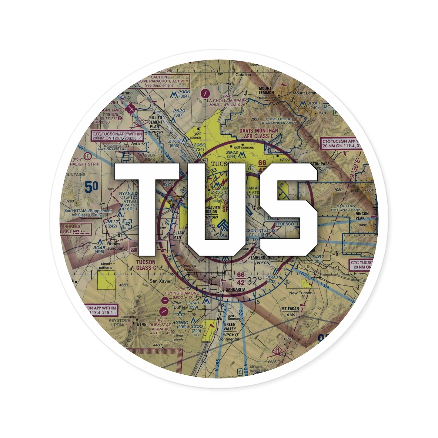 TUS Round Sticker | Tucson International Airport Sticker