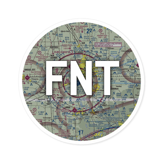 FNT Round Sticker | Bishop International Airport Sticker