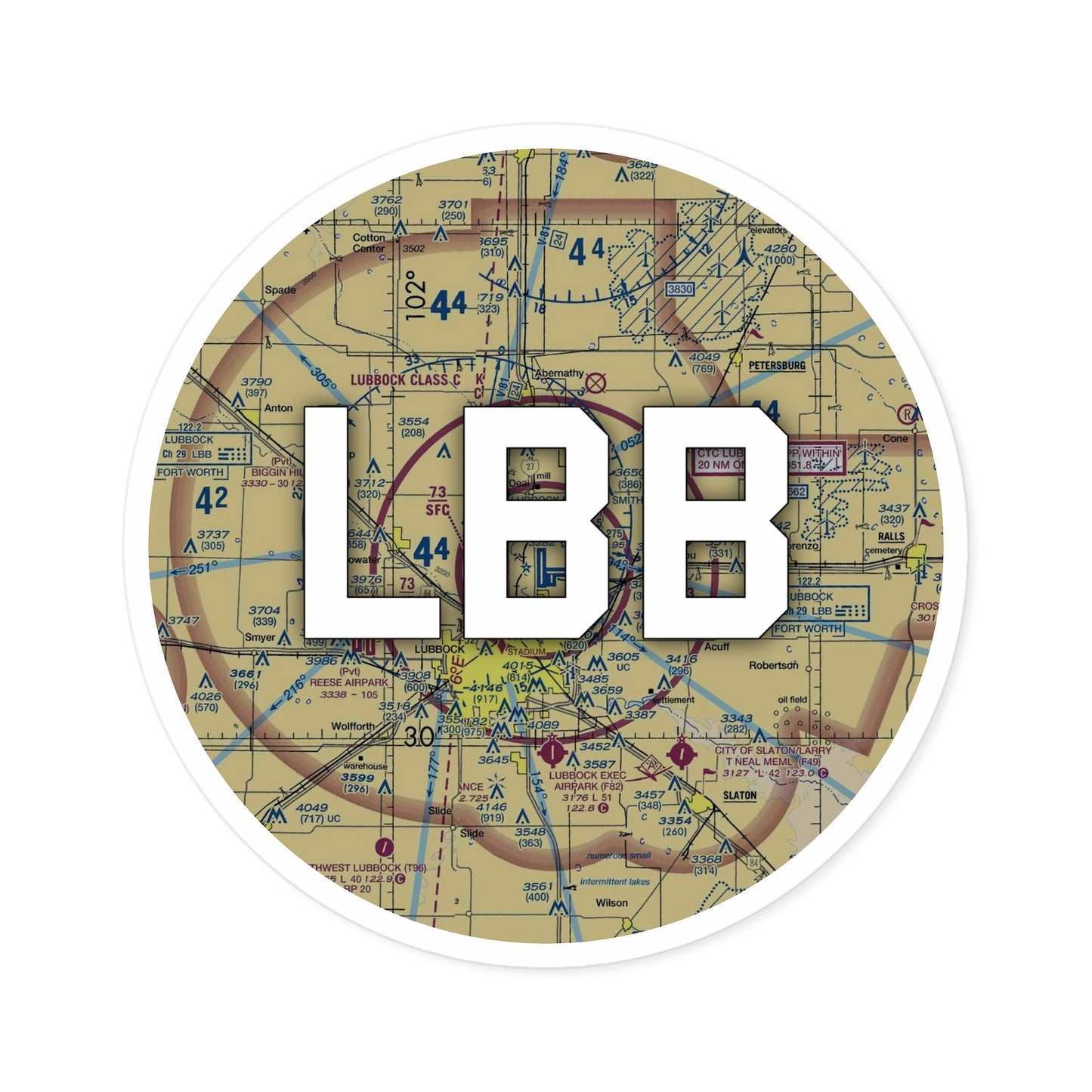 LBB Round Sticker | Lubbock Preston Smith International Airport Sticker