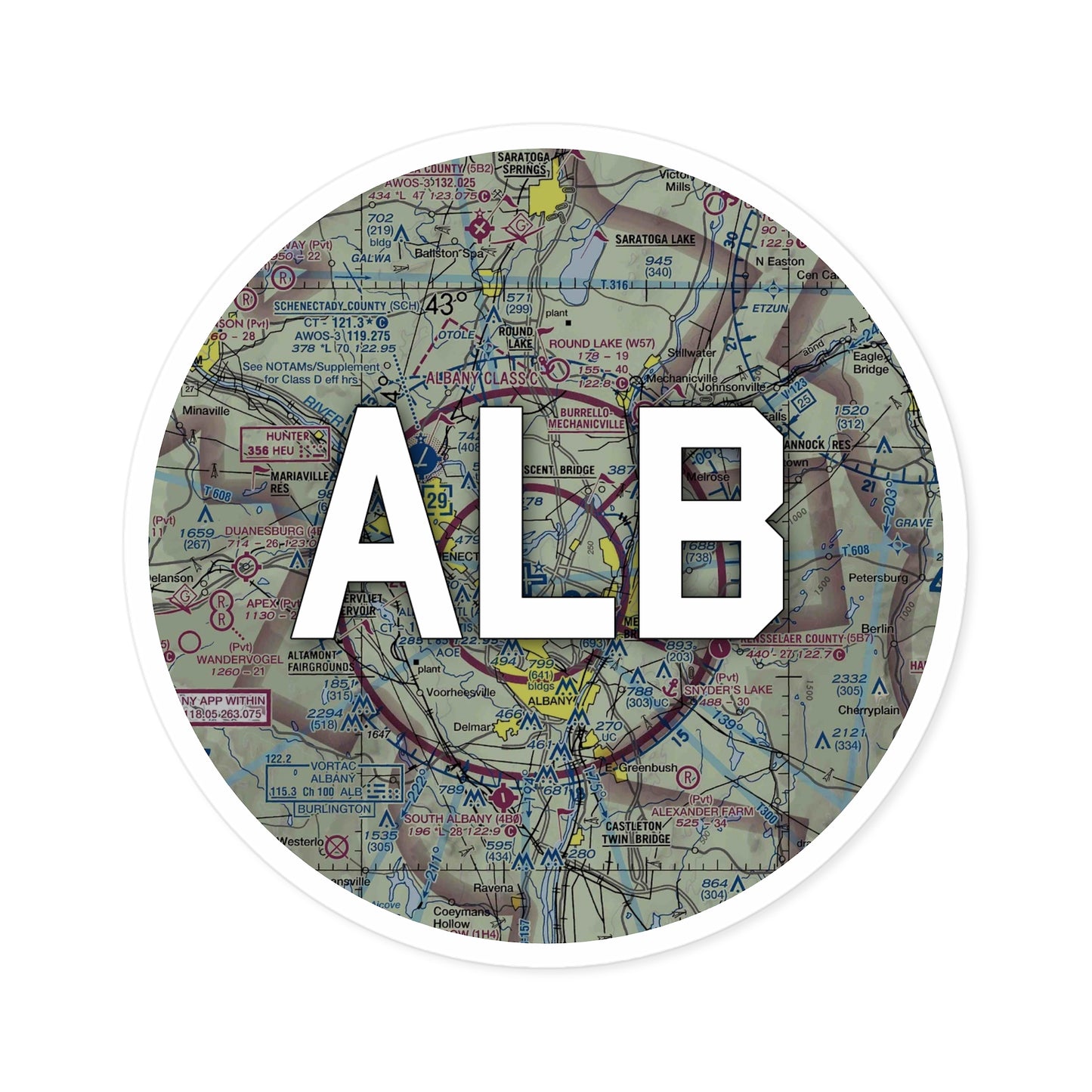 ALB Round Sticker | Albany International Airport Sticker