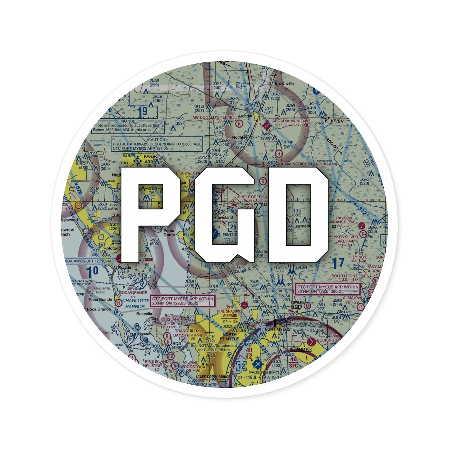 PGD Round Sticker | Punta Gorda Airport Sticker