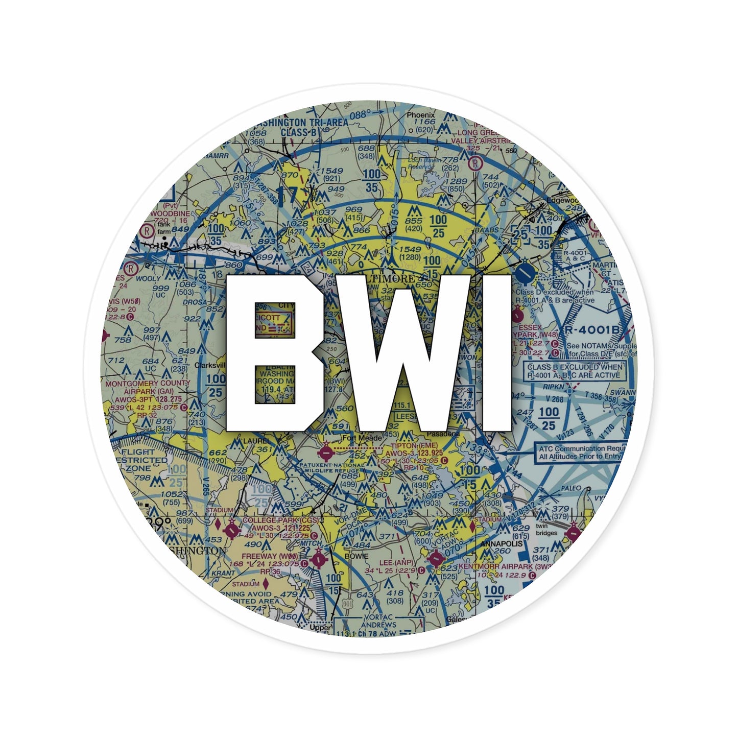 BWI Round Sticker | Baltimore/Washington International Thurgood Marshall Airport Sticker