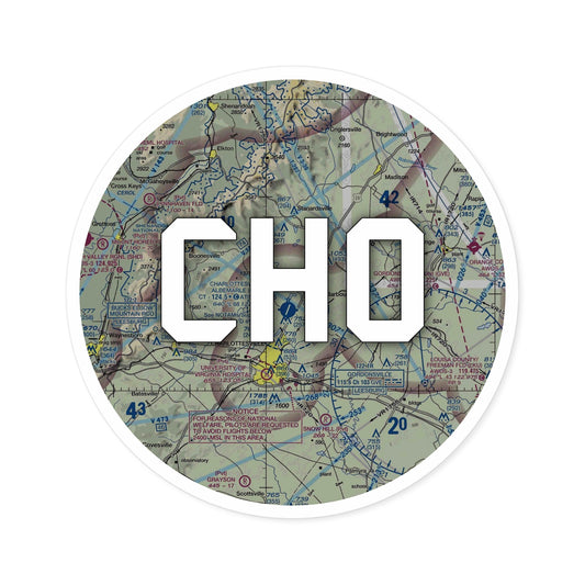 CHO Round Sticker | Charlottesville-Albemarle Airport Sticker