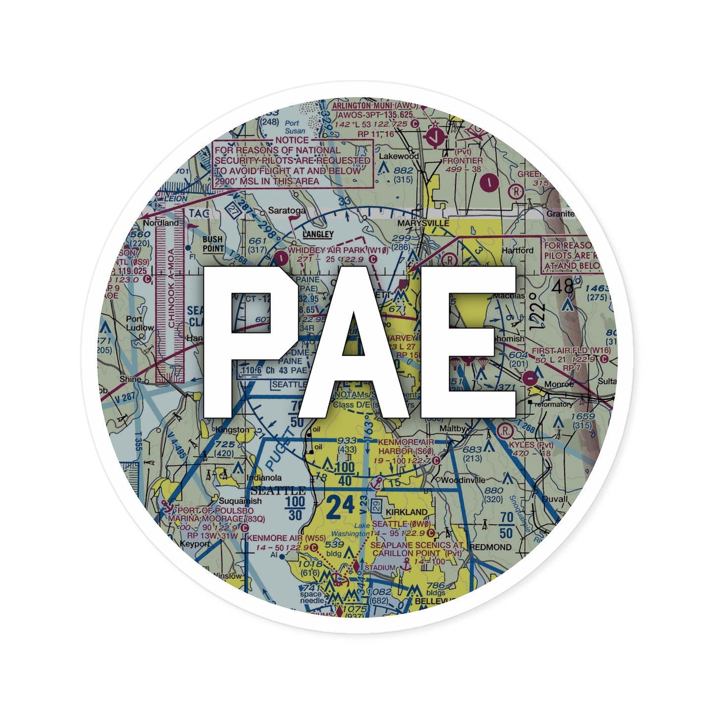 PAE Round Sticker | Seattle Paine Field International Airport Sticker