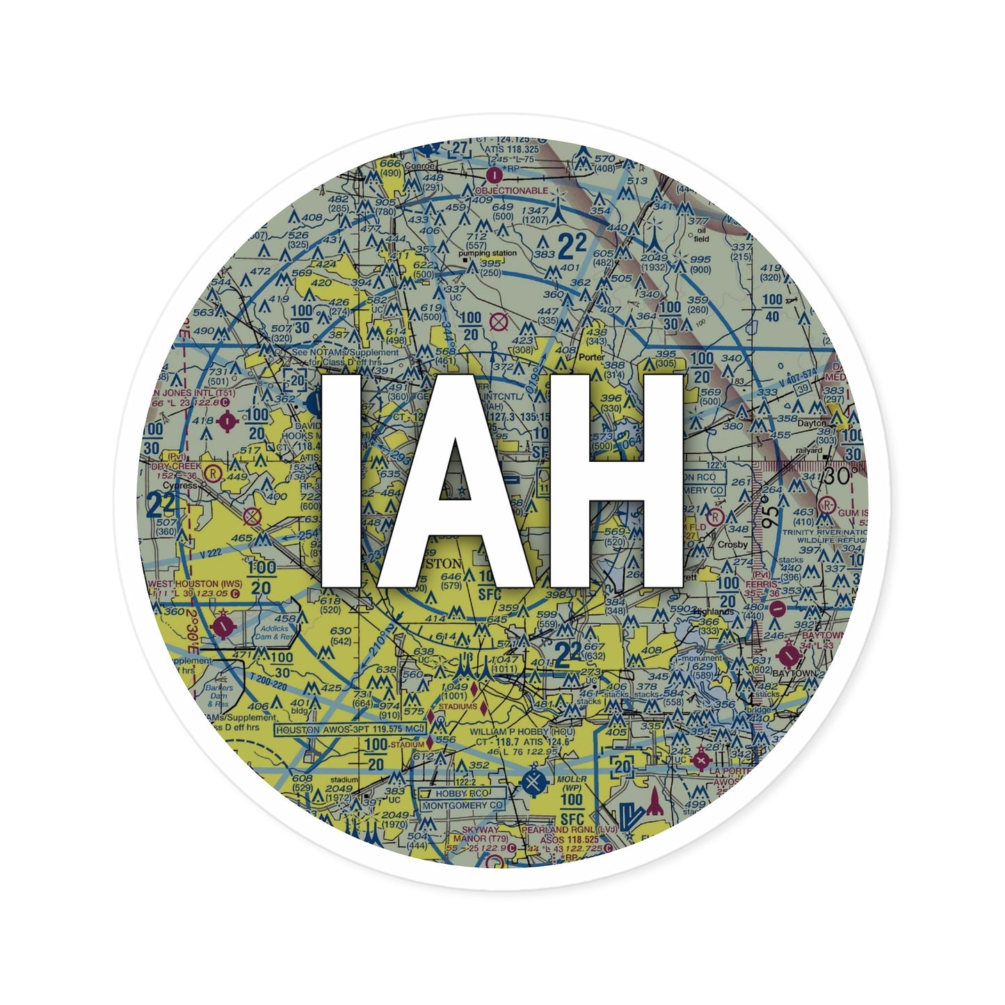 IAH Round Sticker | George Bush Intcntl/Houston Airport Sticker