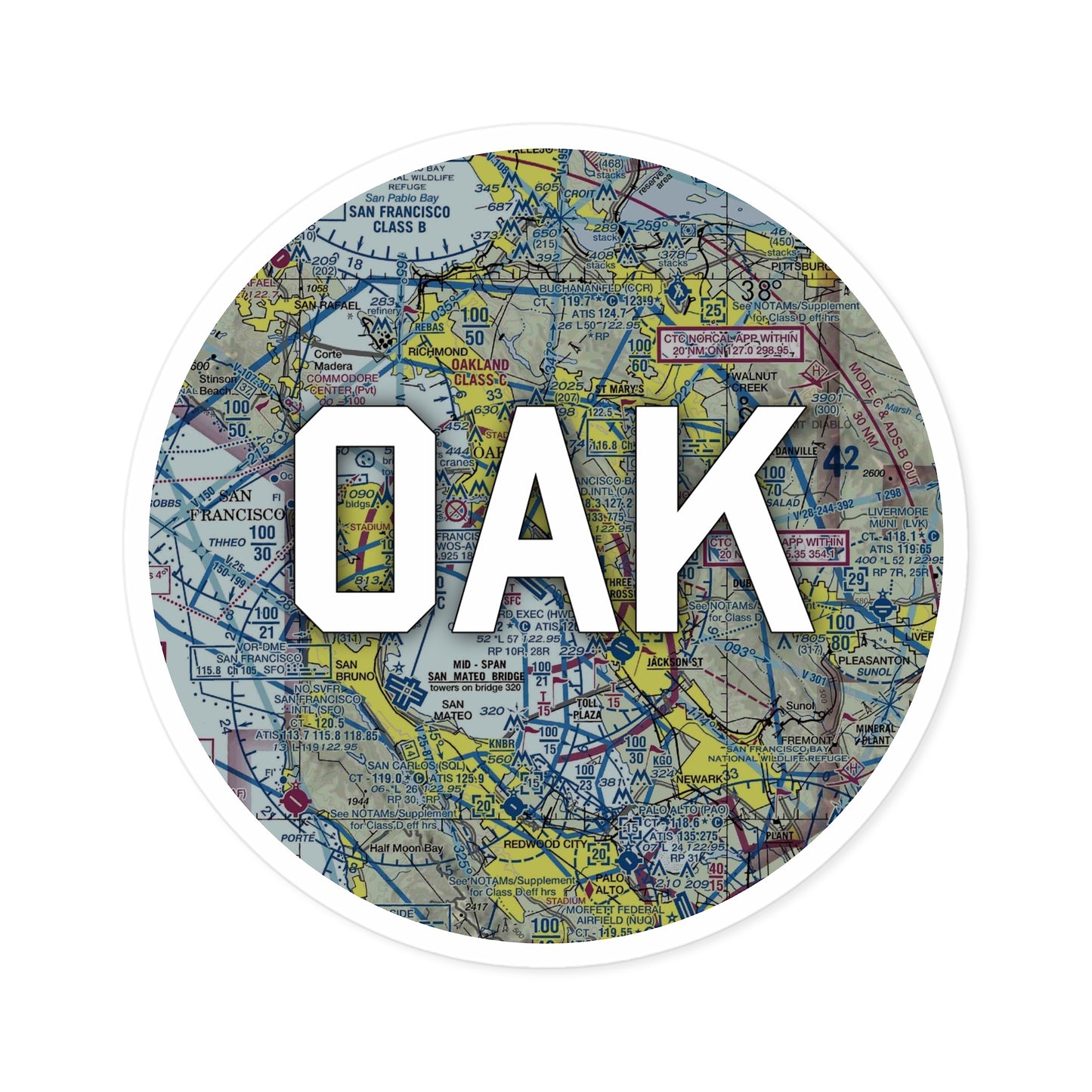 OAK Round Sticker | San Francisco Bay Oakland International Airport Sticker