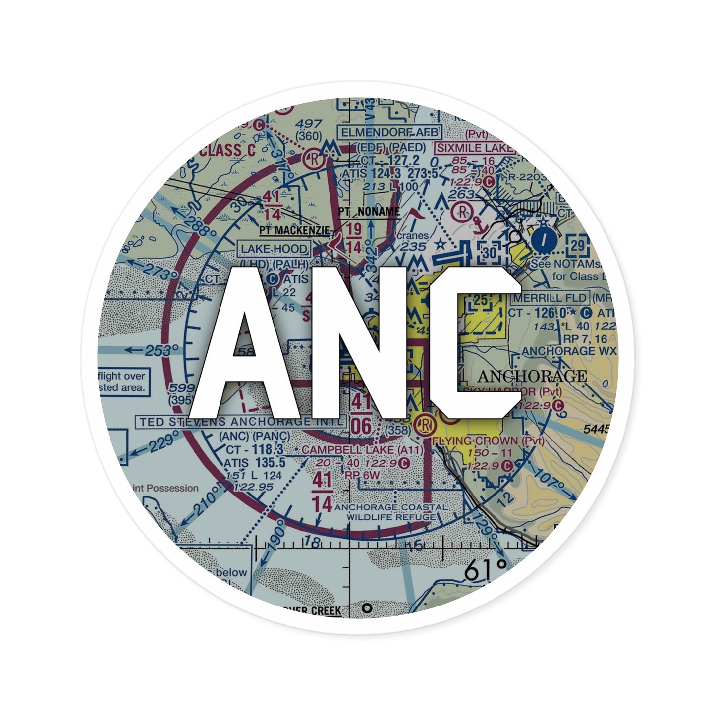 ANC Round Sticker | Ted Stevens Anchorage International Airport Sticker