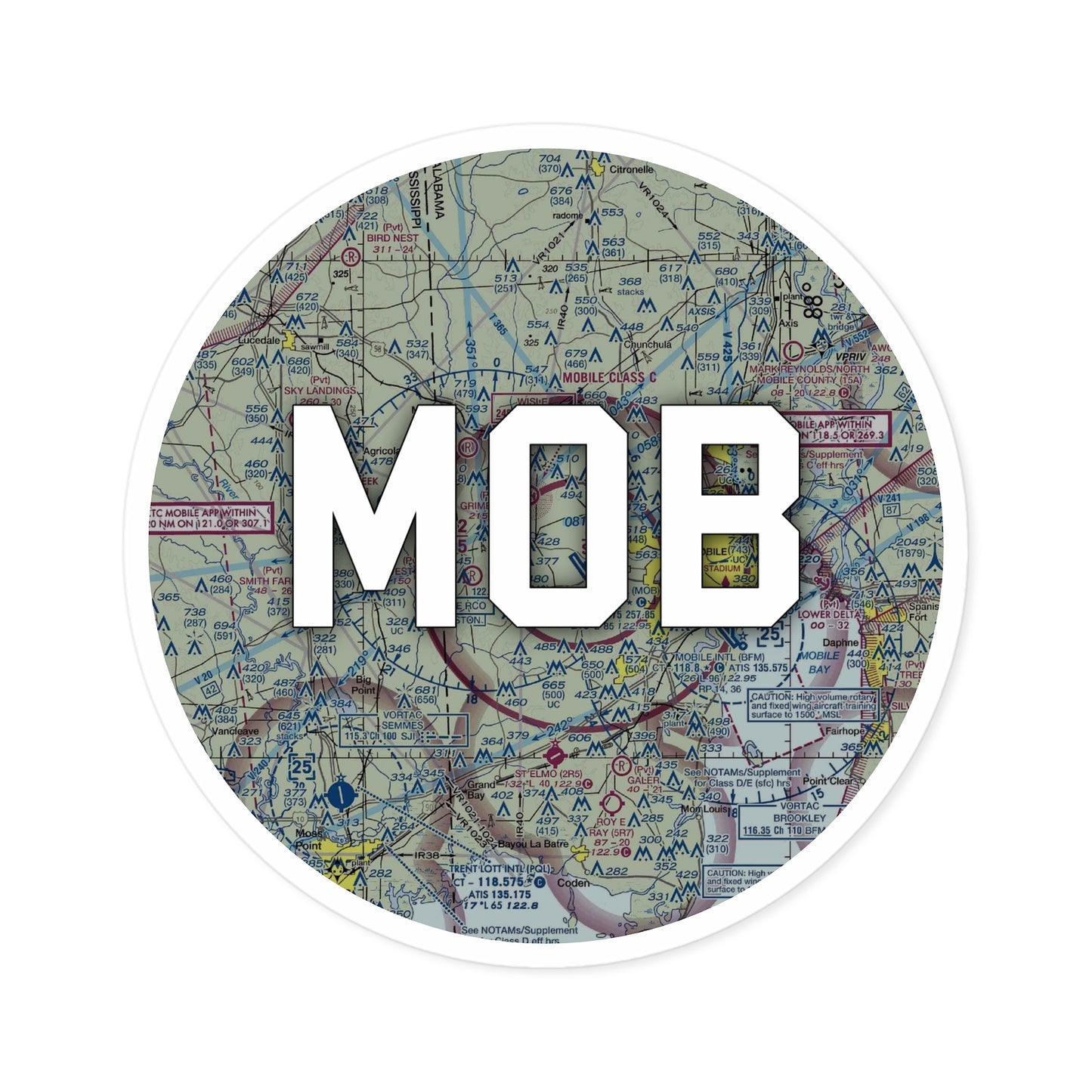 MOB Round Sticker | Mobile Regional Airport Sticker