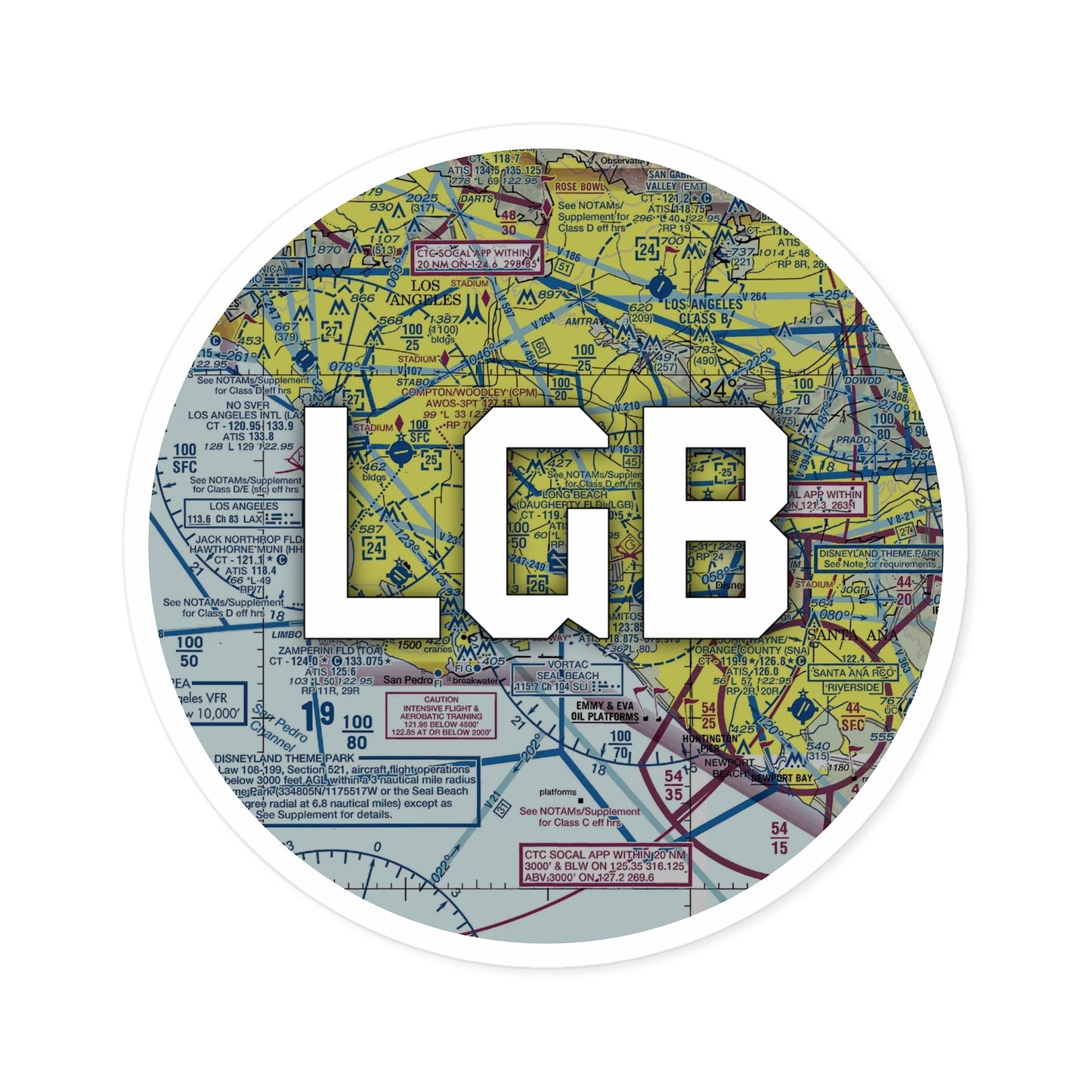 LGB Round Sticker | Long Beach (Daugherty Field) Airport Sticker