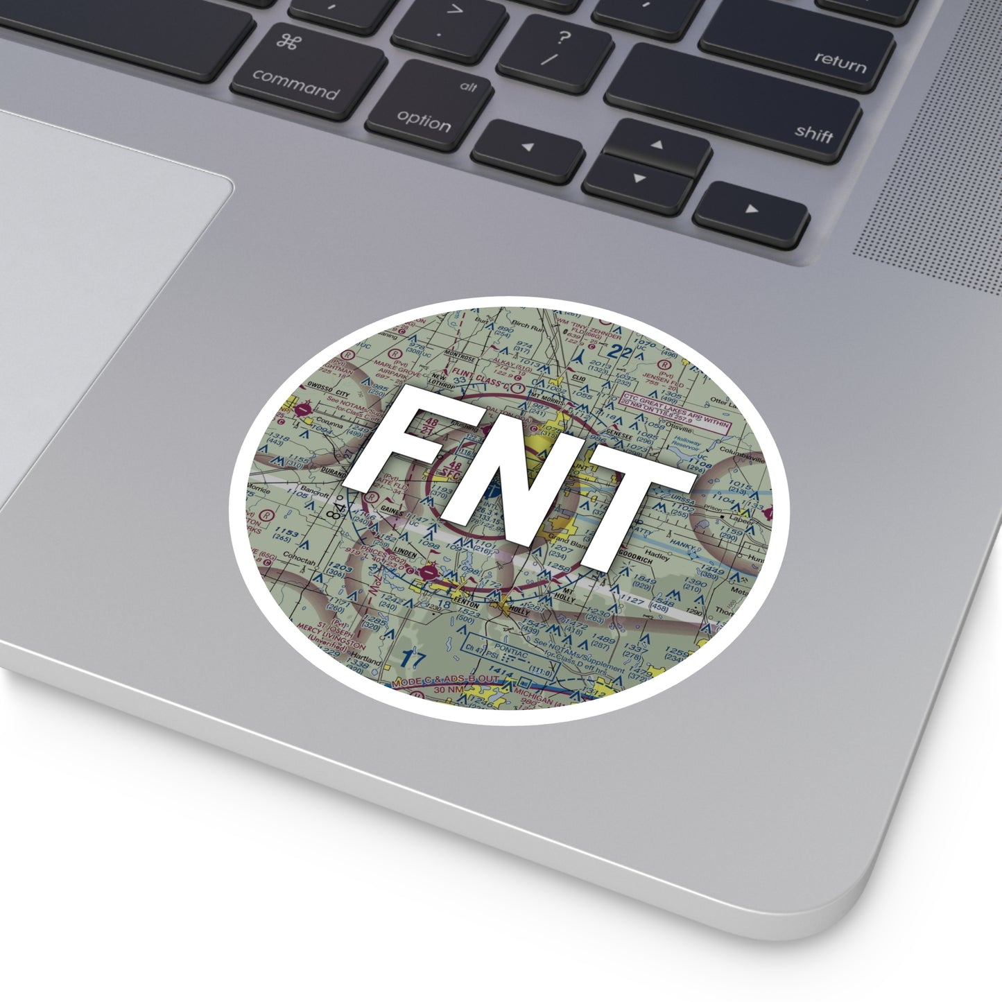 FNT Round Sticker | Bishop International Airport Sticker