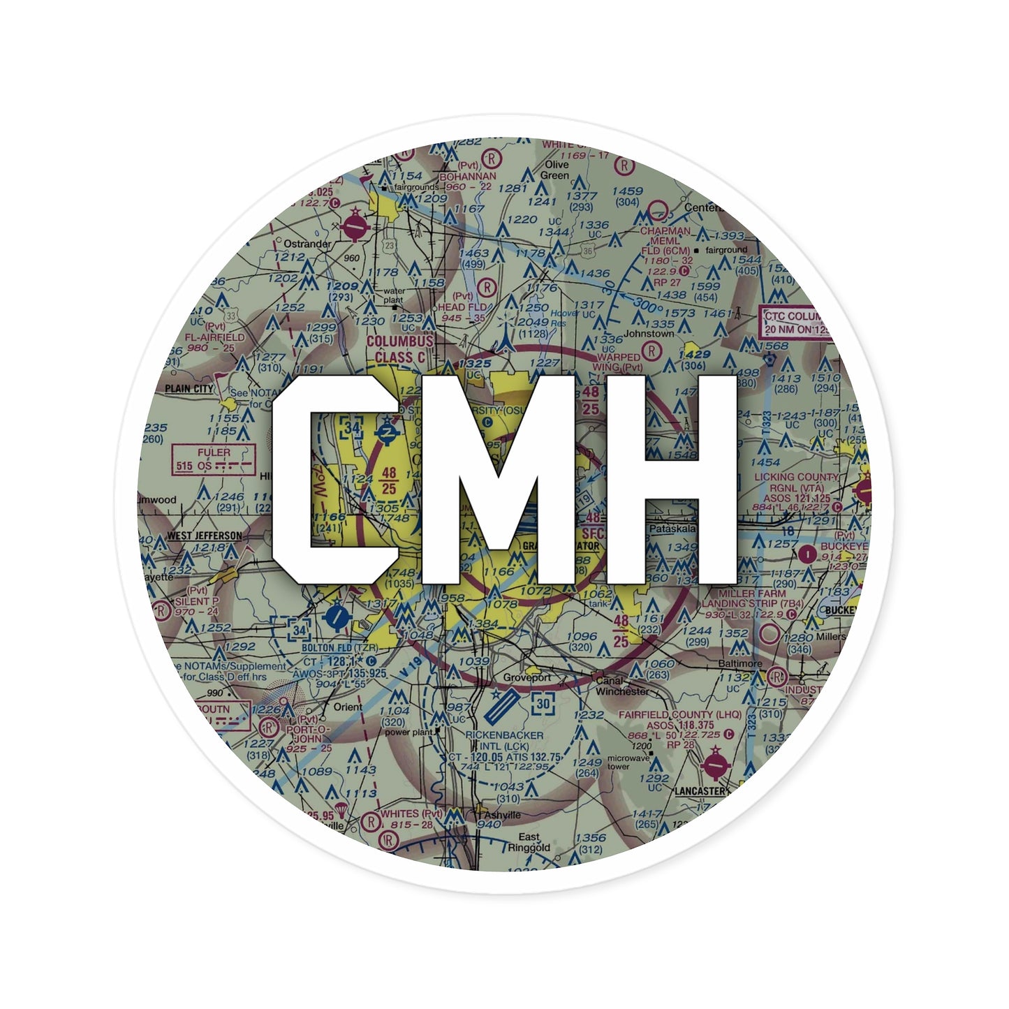 CMH Round Sticker | John Glenn Columbus International Airport Sticker