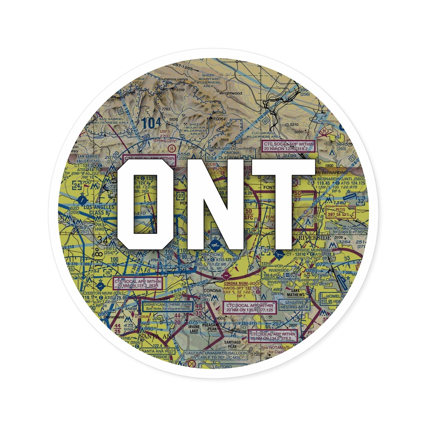 ONT Round Sticker | Ontario International Airport Sticker