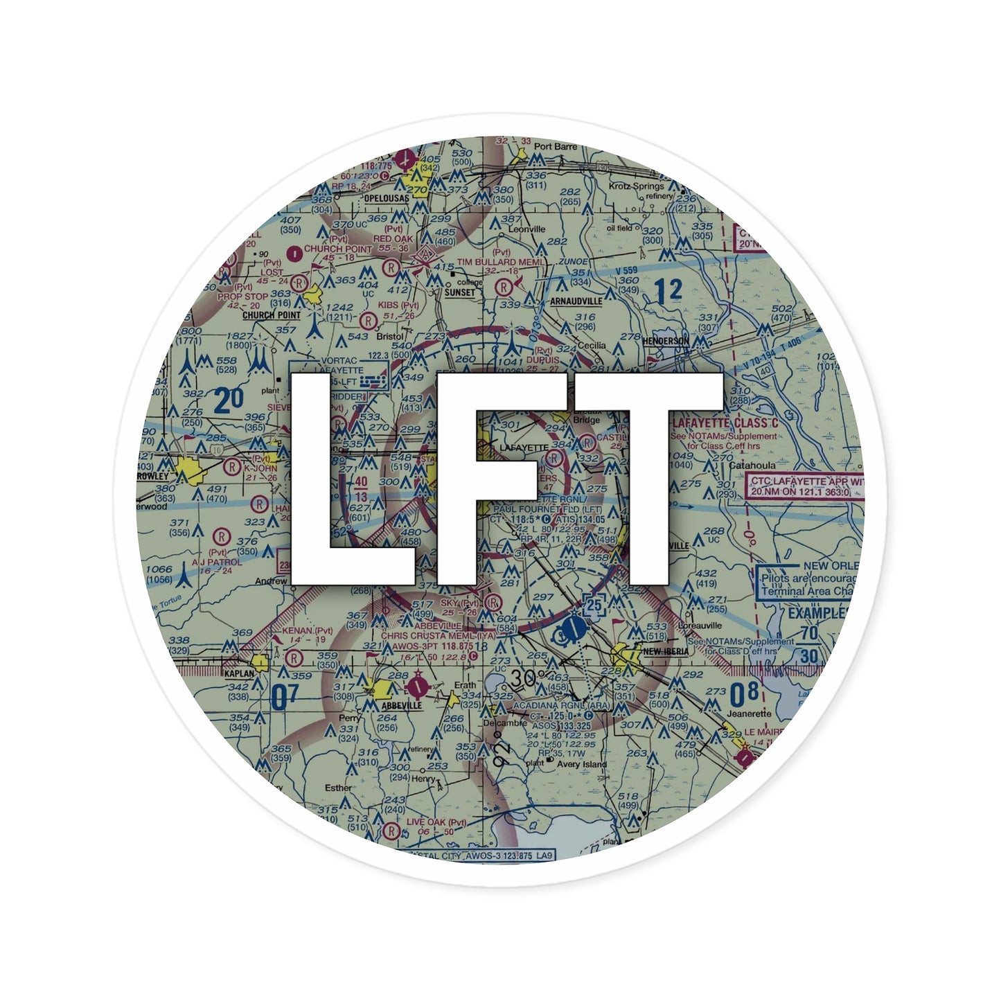 LFT Round Sticker | Lafayette Regional/Paul Fournet Field Airport Sticker