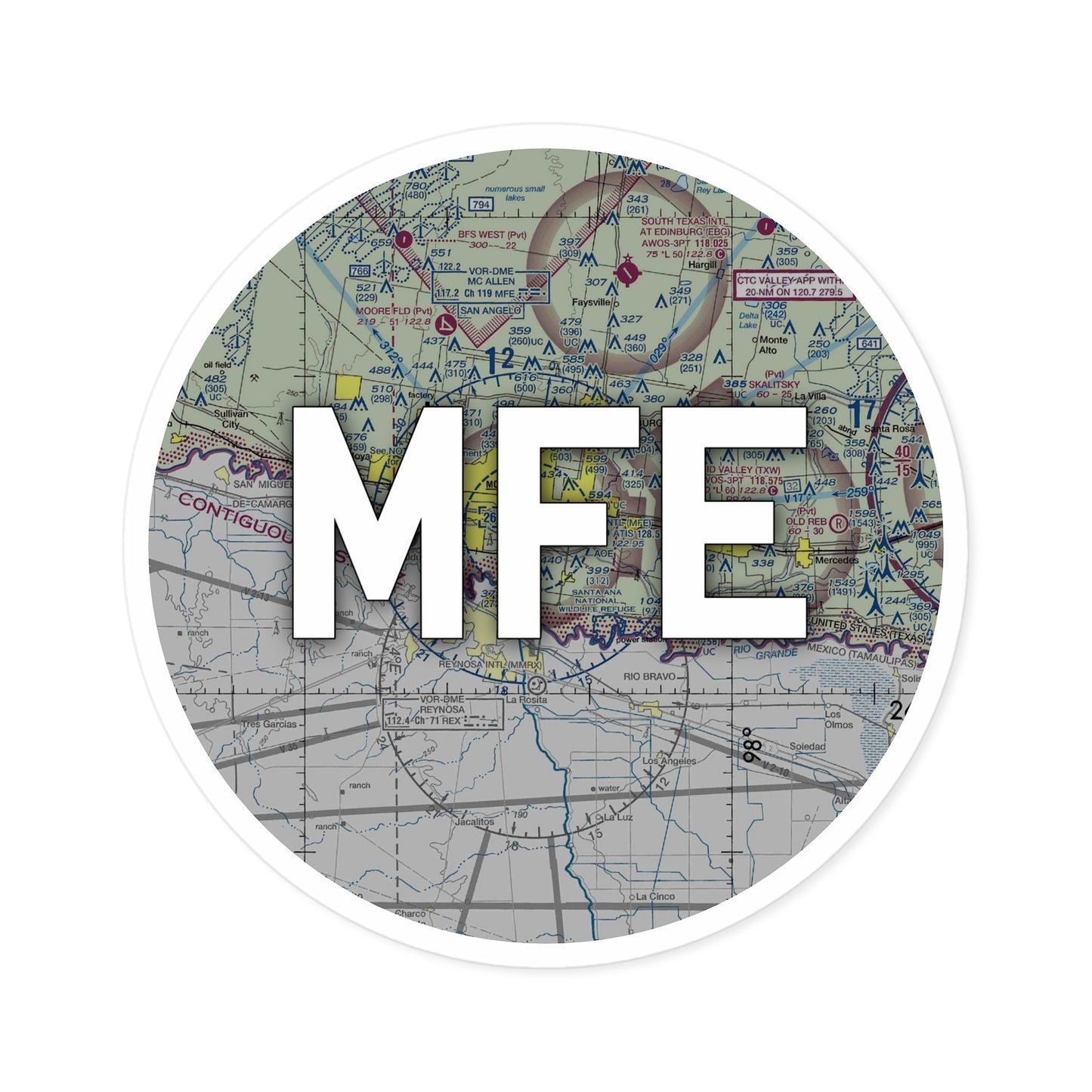 MFE Round Sticker | Mc Allen International Airport Sticker