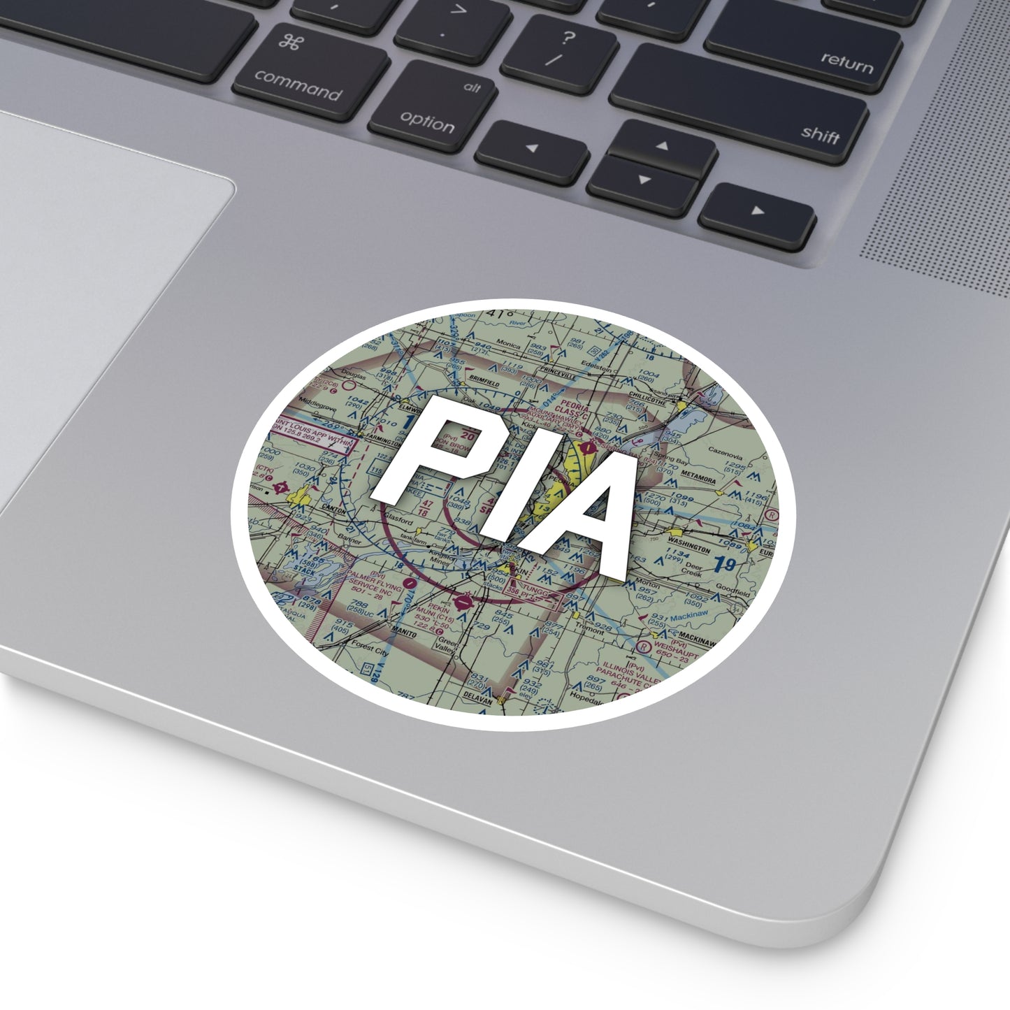 PIA Round Sticker | General Downing - Peoria International Airport Sticker