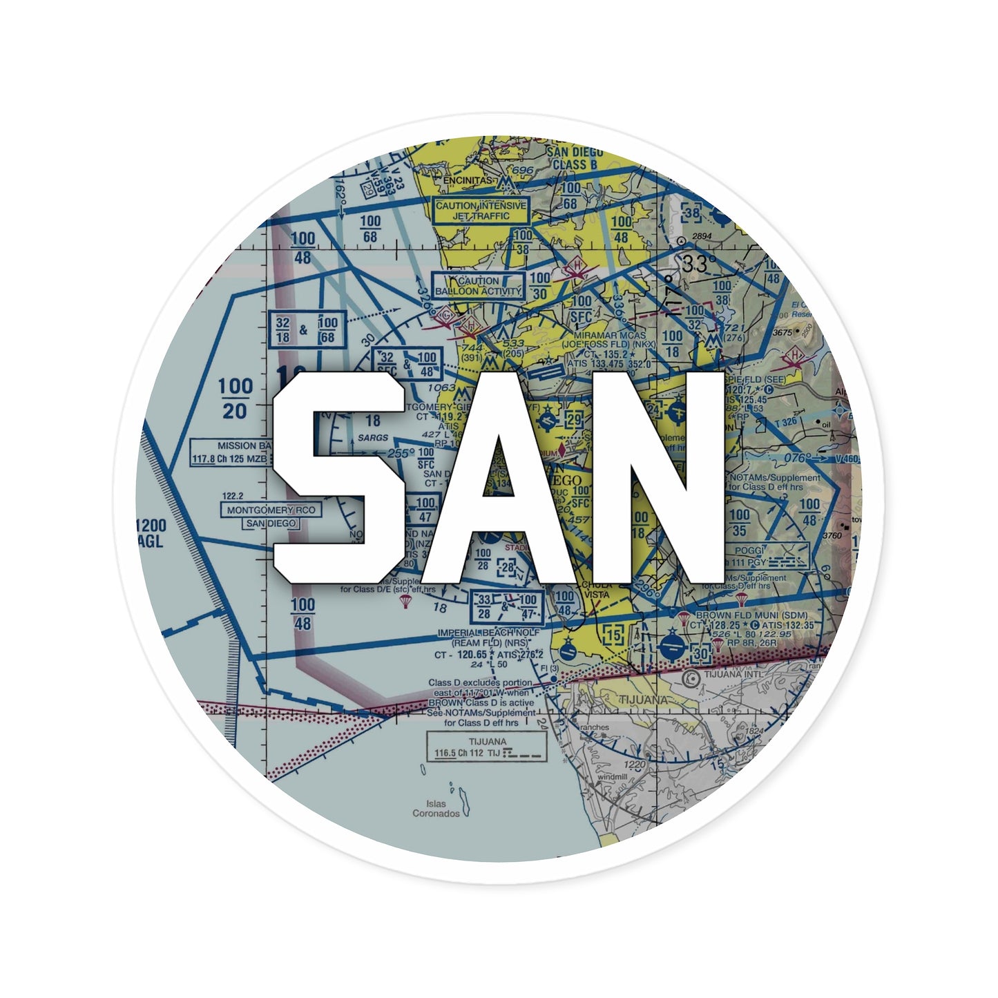 SAN Round Sticker | San Diego International Airport Sticker