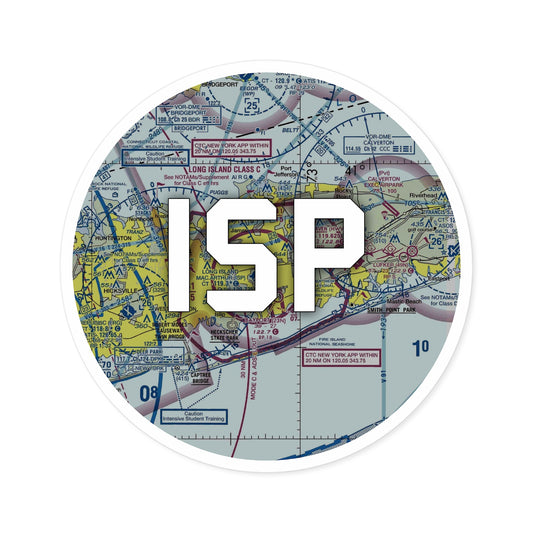 ISP Round Sticker | Long Island Mac Arthur Airport Sticker