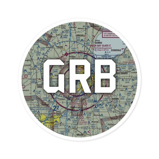 GRB Round Sticker | Green Bay/Austin Straubel International Airport Sticker