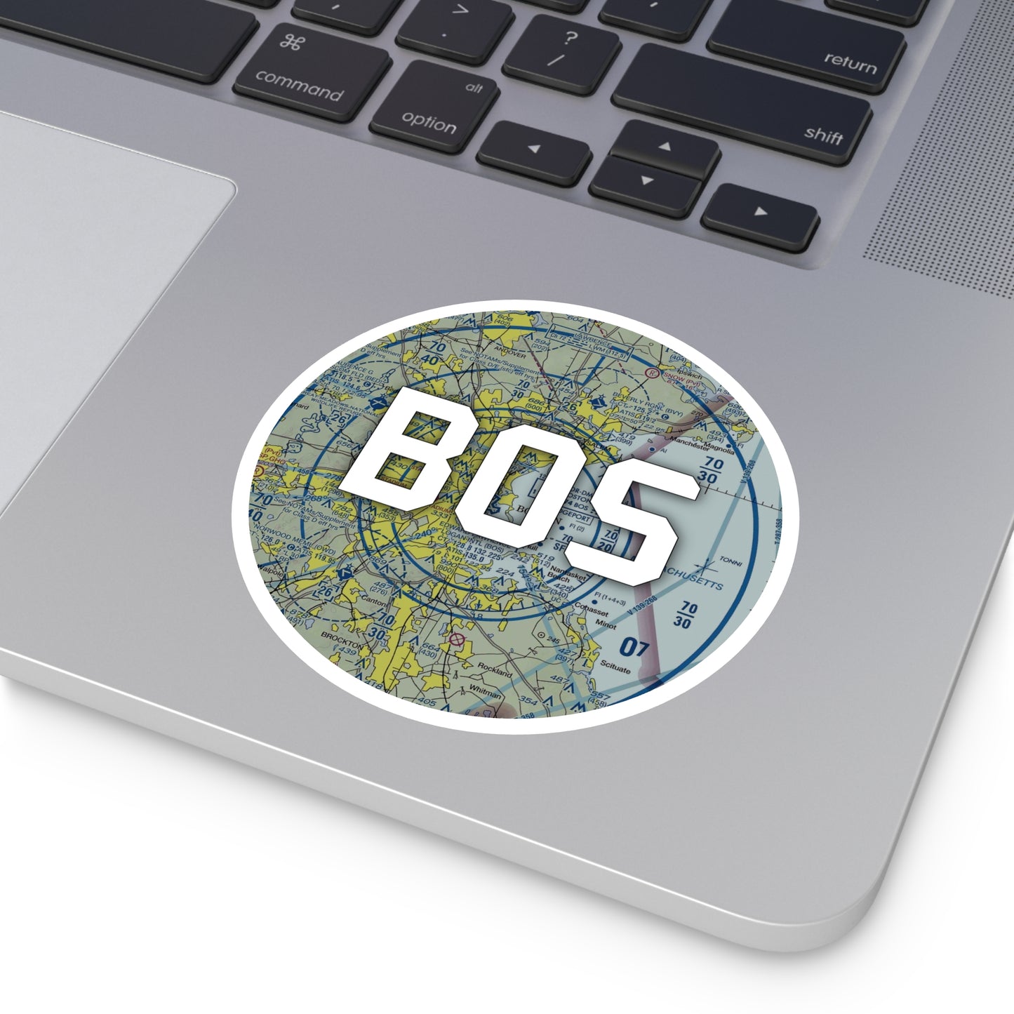 BOS Round Sticker | General Edward Lawrence Logan International Airport Sticker