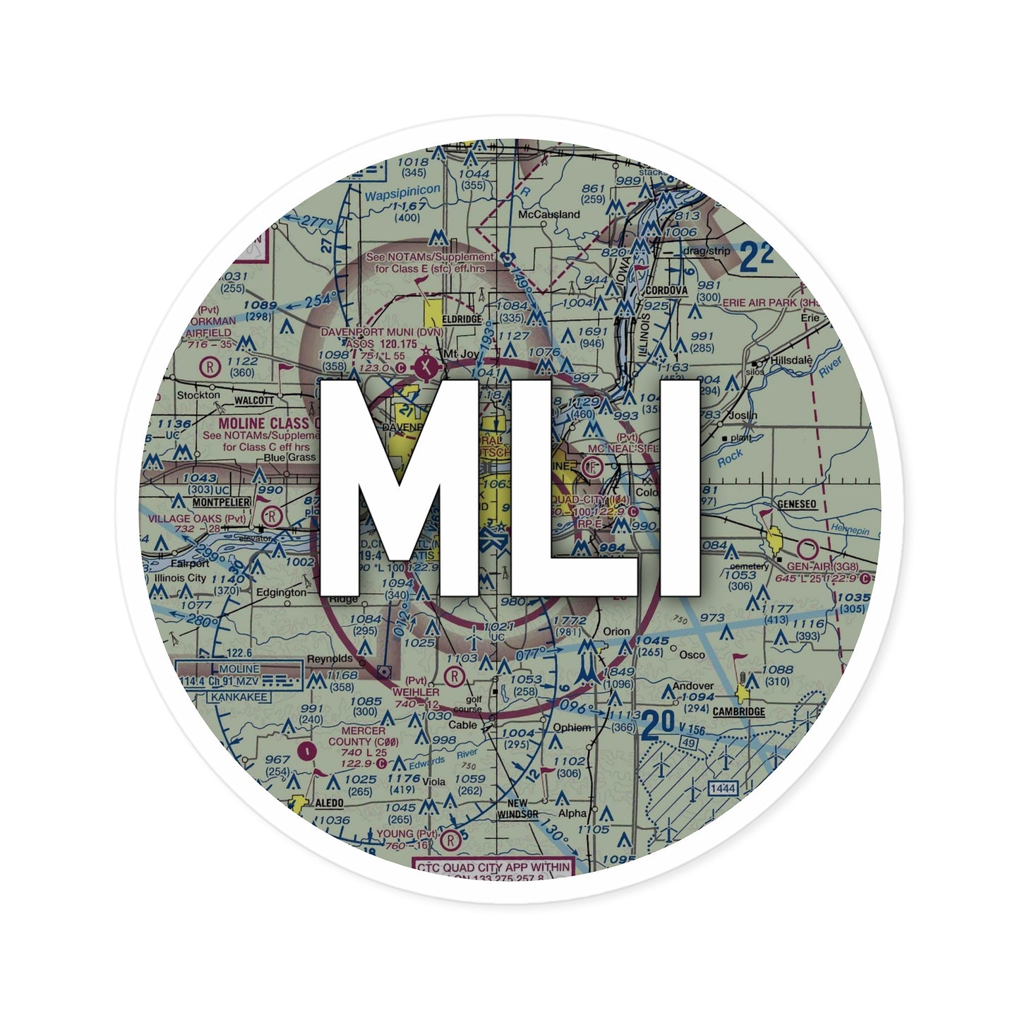 MLI Round Sticker | Quad Cities International Airport Sticker