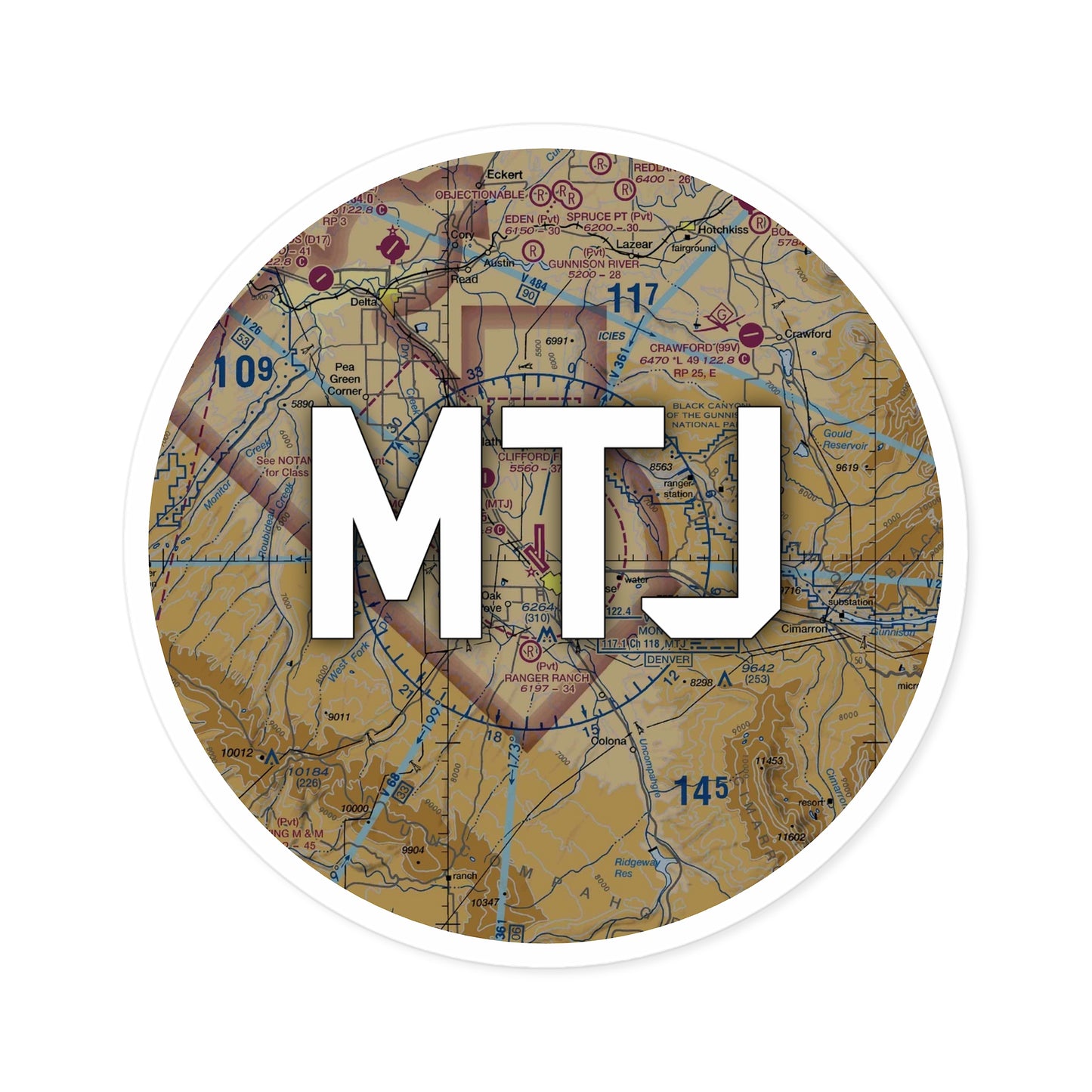 MTJ Round Sticker | Montrose Regional Airport Sticker