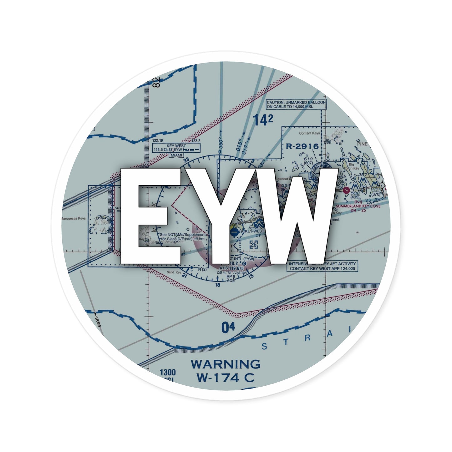 EYW Round Sticker | Key West International Airport Sticker