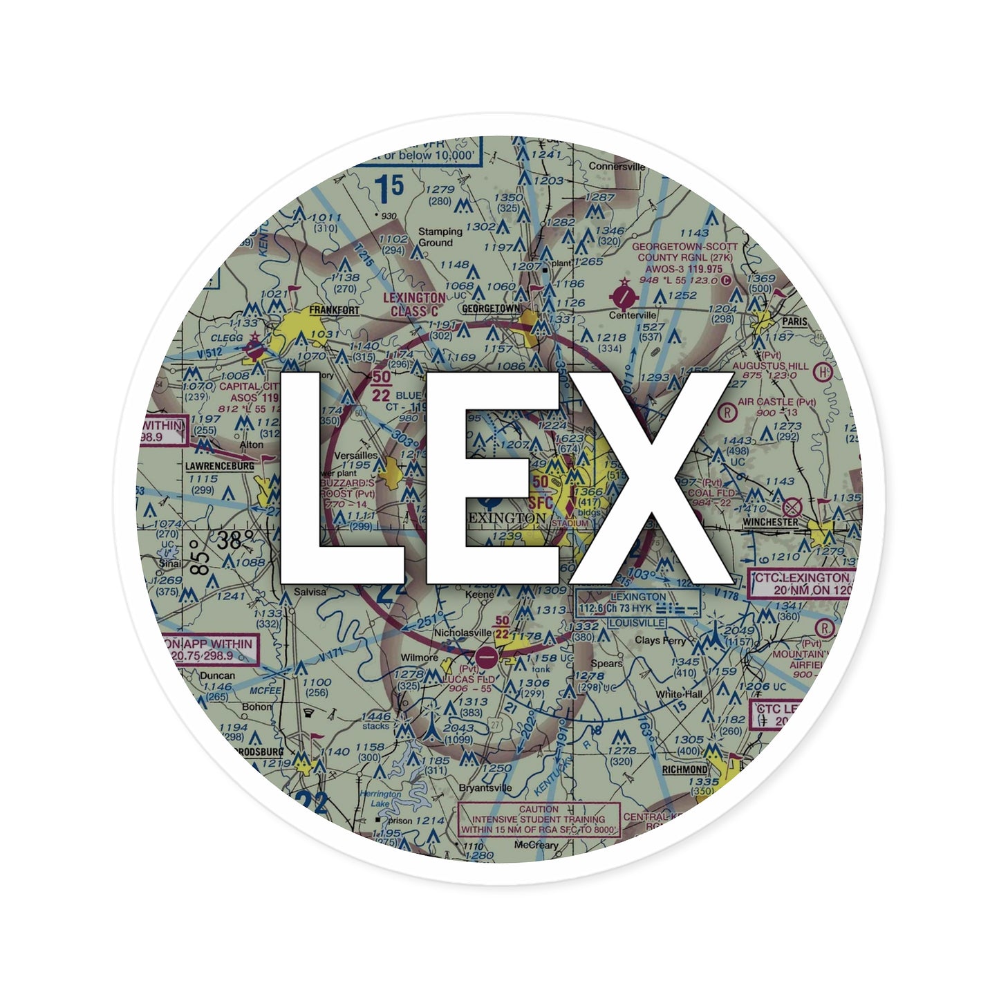 LEX Round Sticker | Blue Grass Airport Sticker