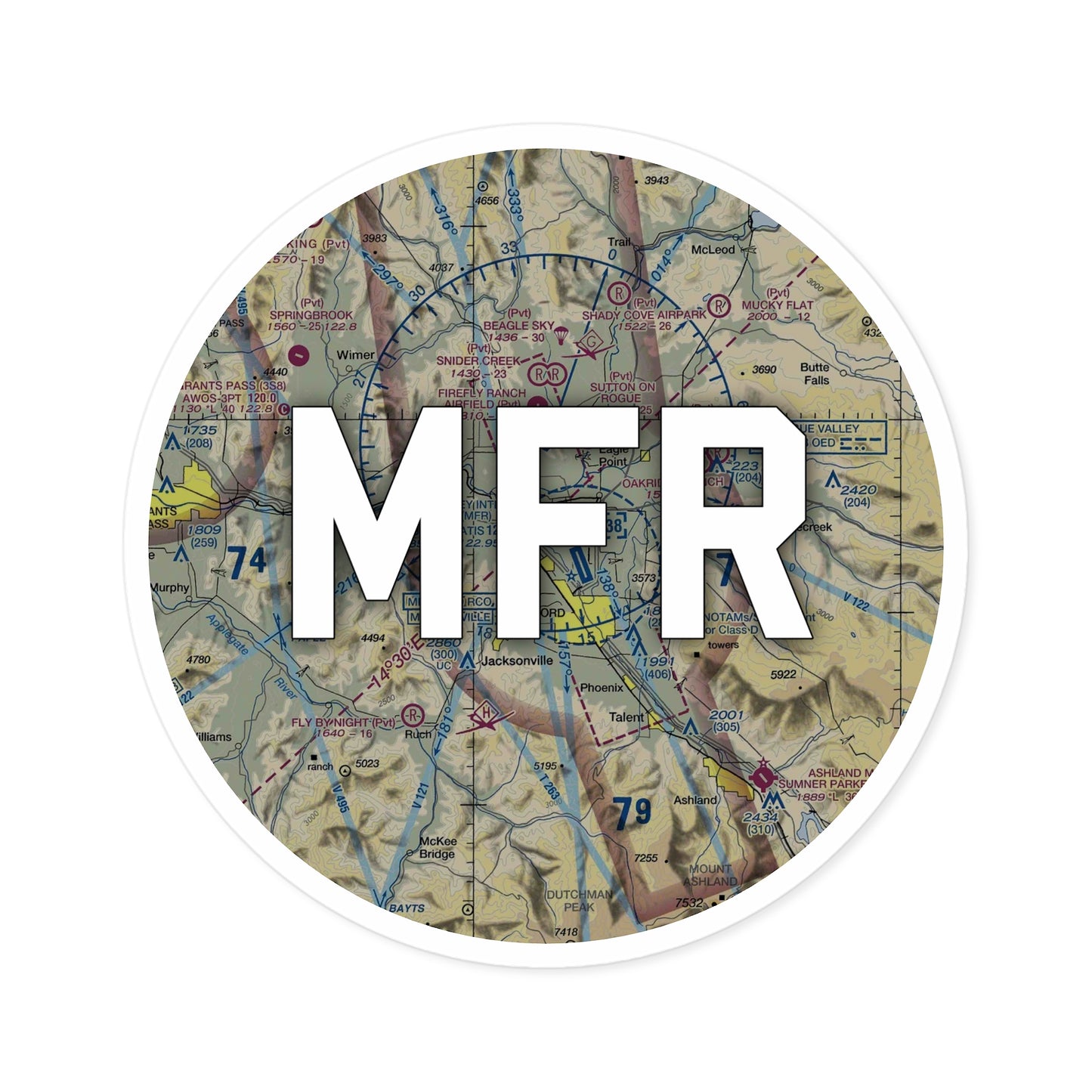 MFR Round Sticker | Rogue Valley International - Medford Airport Sticker