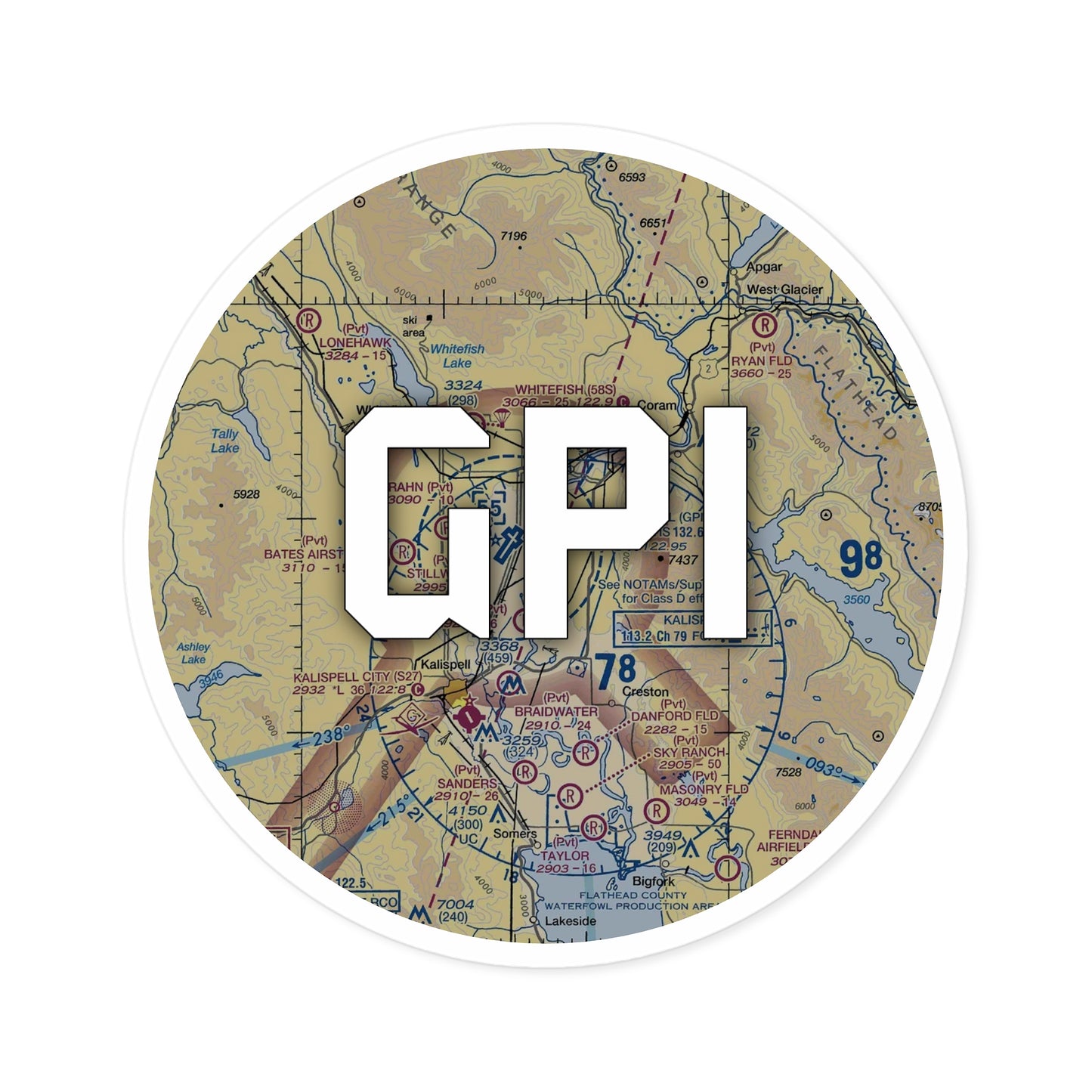 GPI Round Sticker | Glacier Park International Airport Sticker