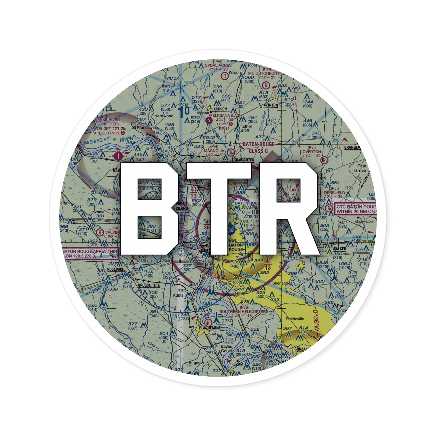 BTR Round Sticker | Baton Rouge Metro, Ryan Field Airport Sticker