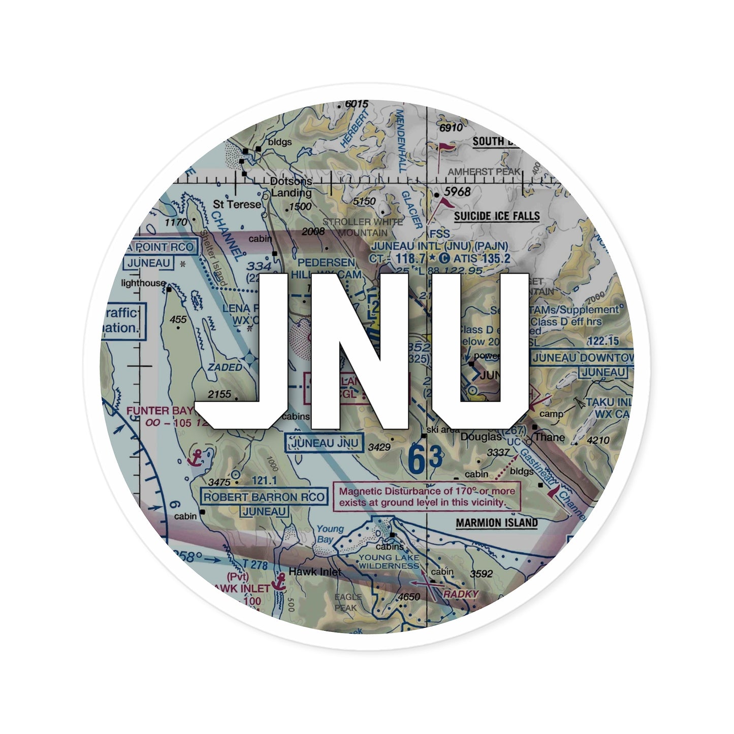 JNU Round Sticker | Juneau International Airport Sticker