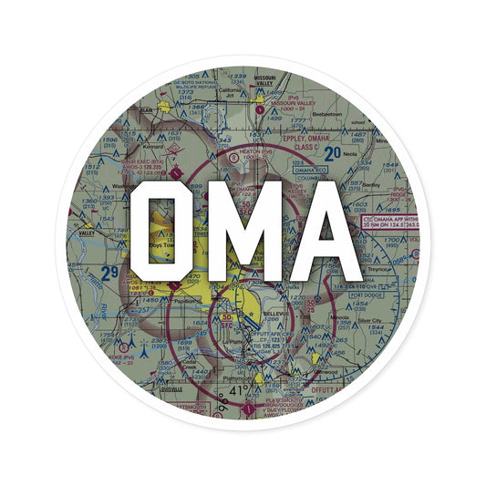 OMA Round Sticker | Eppley Airfield Airport Sticker