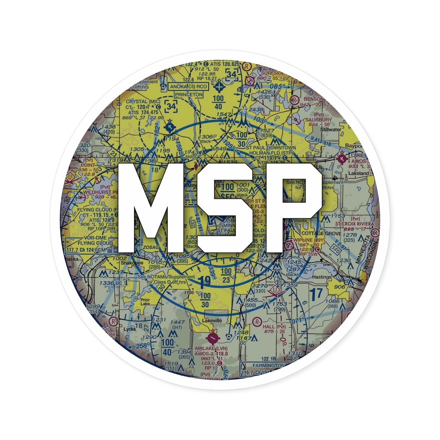 MSP Round Sticker | Minneapolis-St Paul International/Wold-Chamberlain Airport Sticker