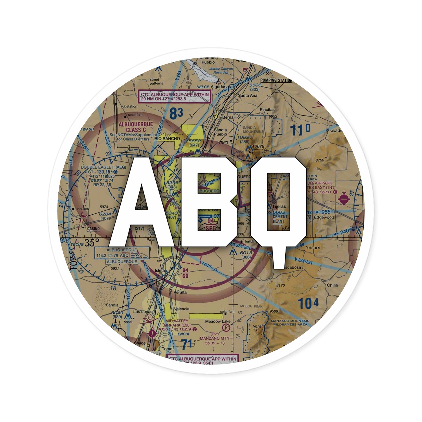 ABQ Round Sticker | Albuquerque International Sunport Airport Sticker